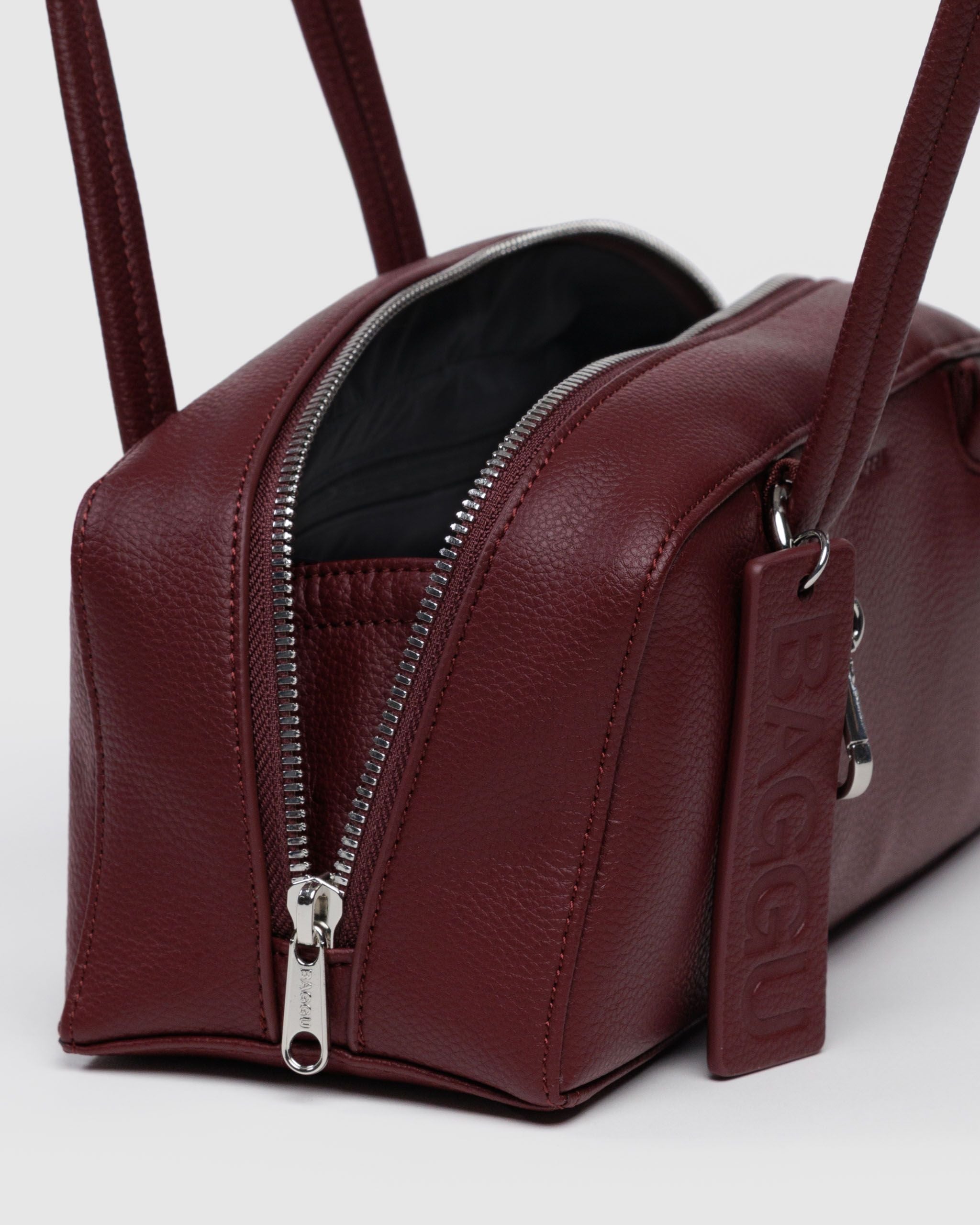 Small Recycled Leather Bowler Bag - Mahogany - Cozy Glow
