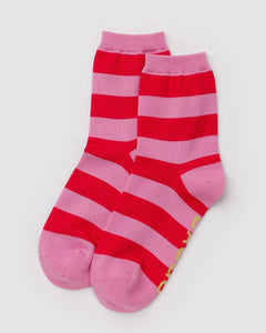 Crew Sock - Pink Stripe - Travel Ready