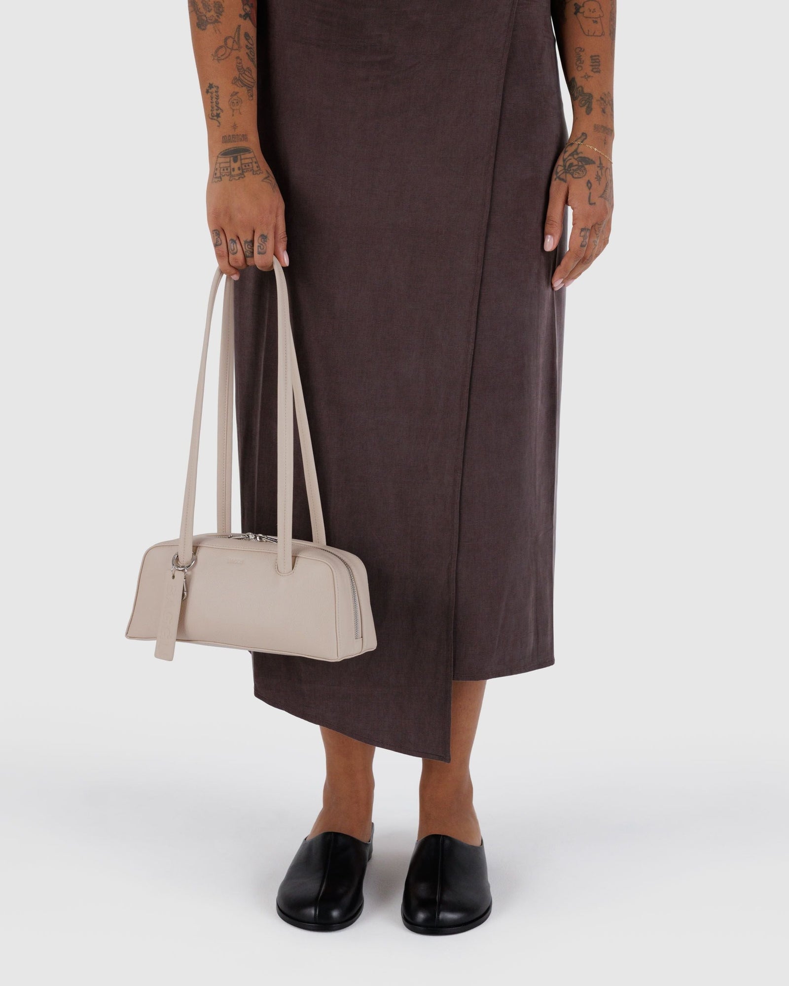 Small Recycled Leather Bowler Bag - Stone - Modern Blend