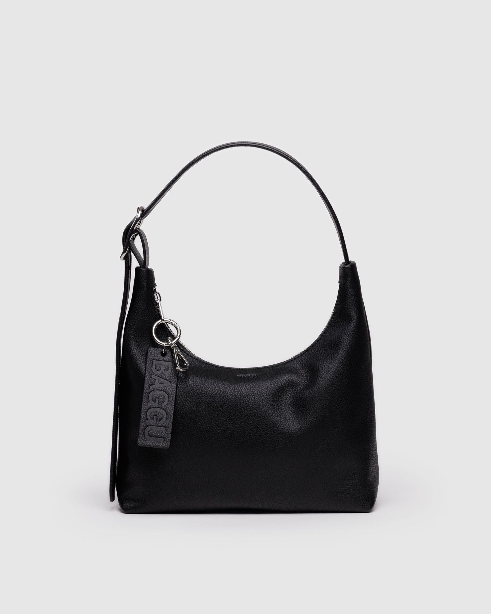 Mini Recycled Leather Shoulder Bag - Black - Easy Stow