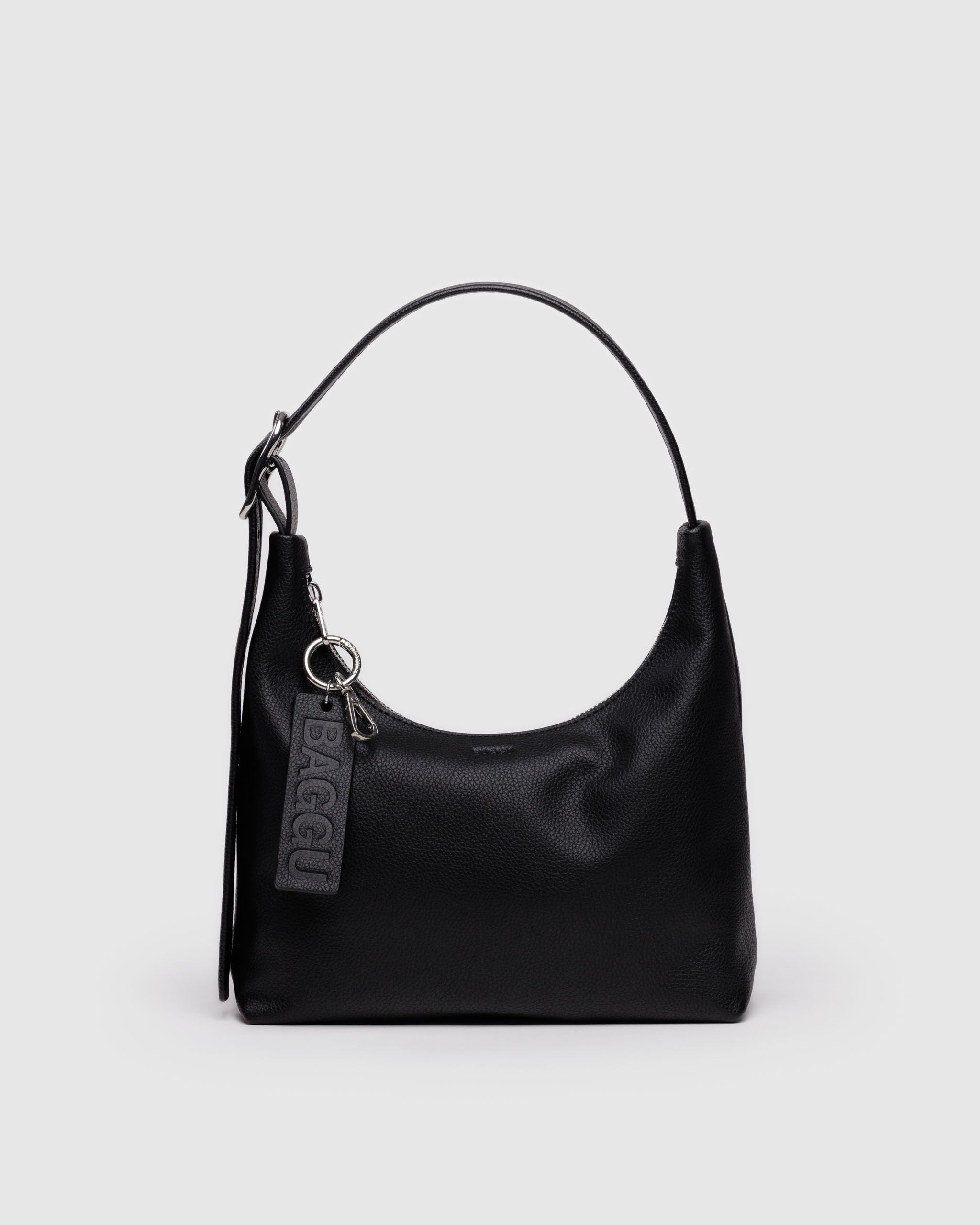Mini Recycled Leather Shoulder Bag - Black - Easy Stow