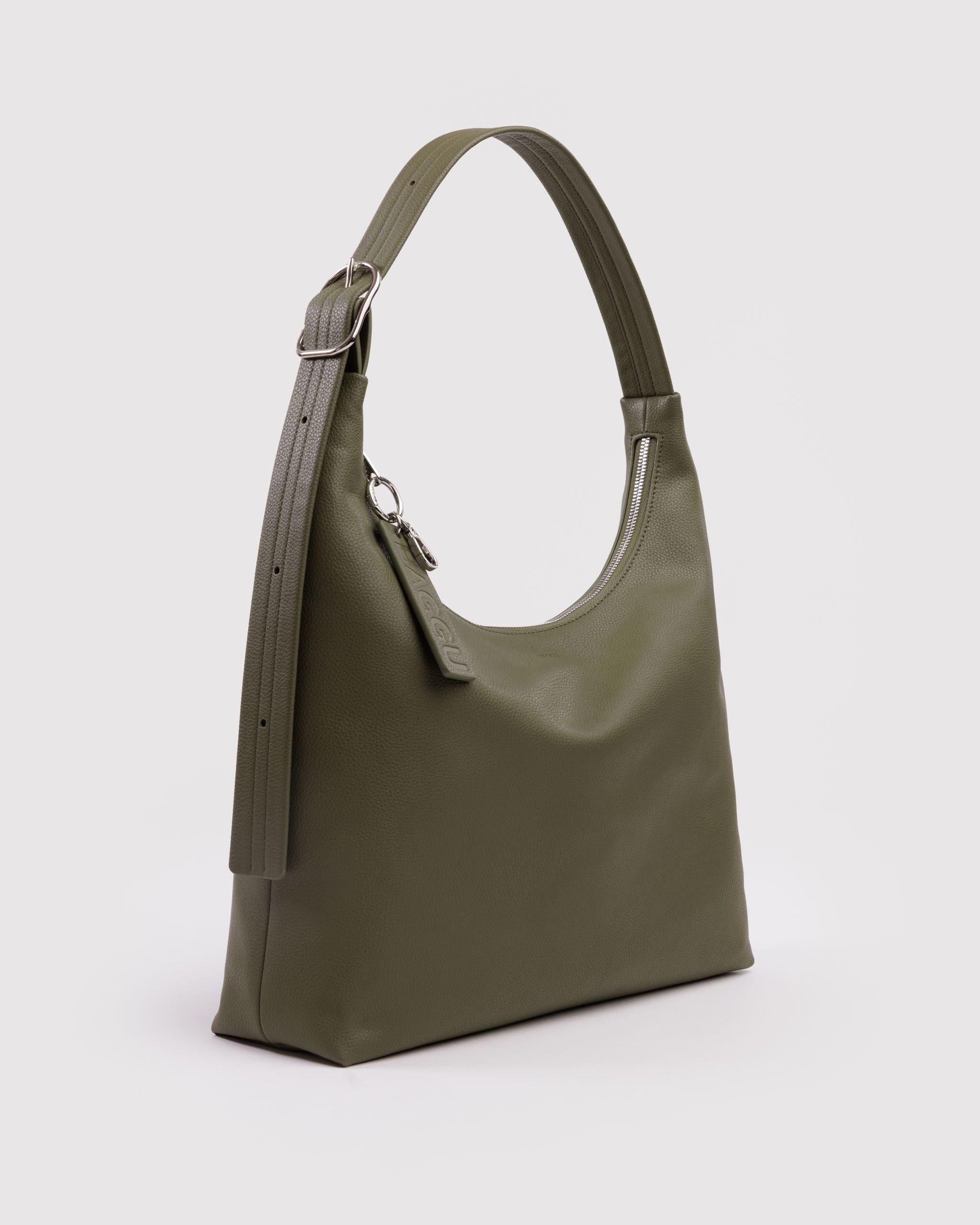 Recycled Leather Shoulder Bag - Loden - Quick Grab