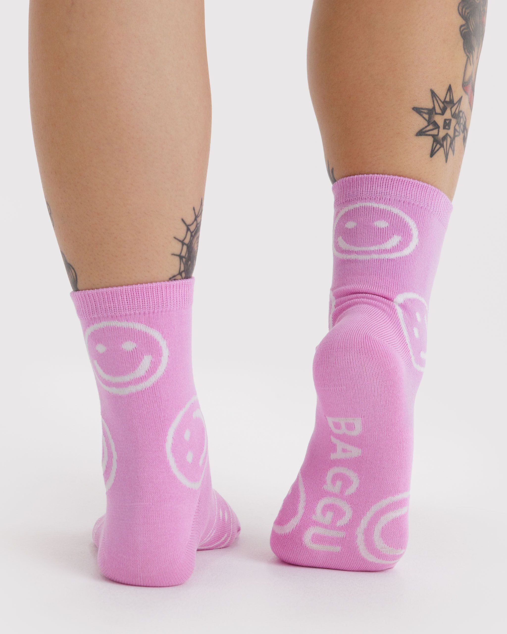 Crew Sock - Pink Happy - Daily Carry