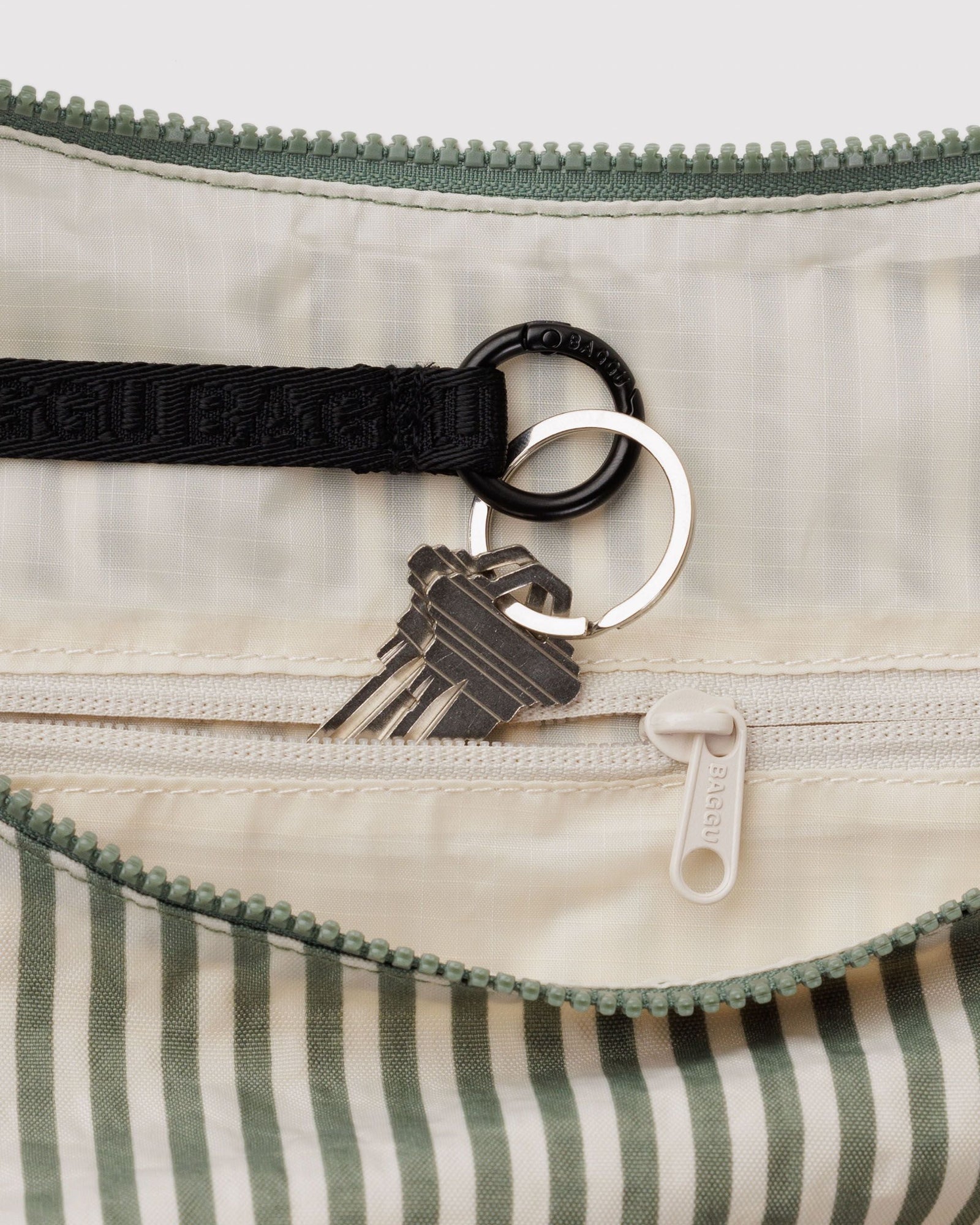 Large Nylon Crescent Bag - Sage Stripe - Fresh Notes