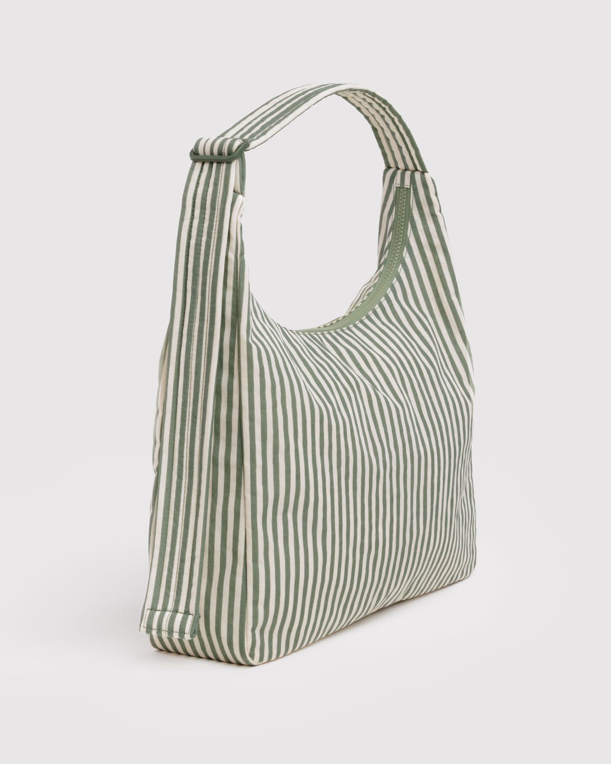 Nylon Shoulder Bag - Sage Stripe - Clean Setup