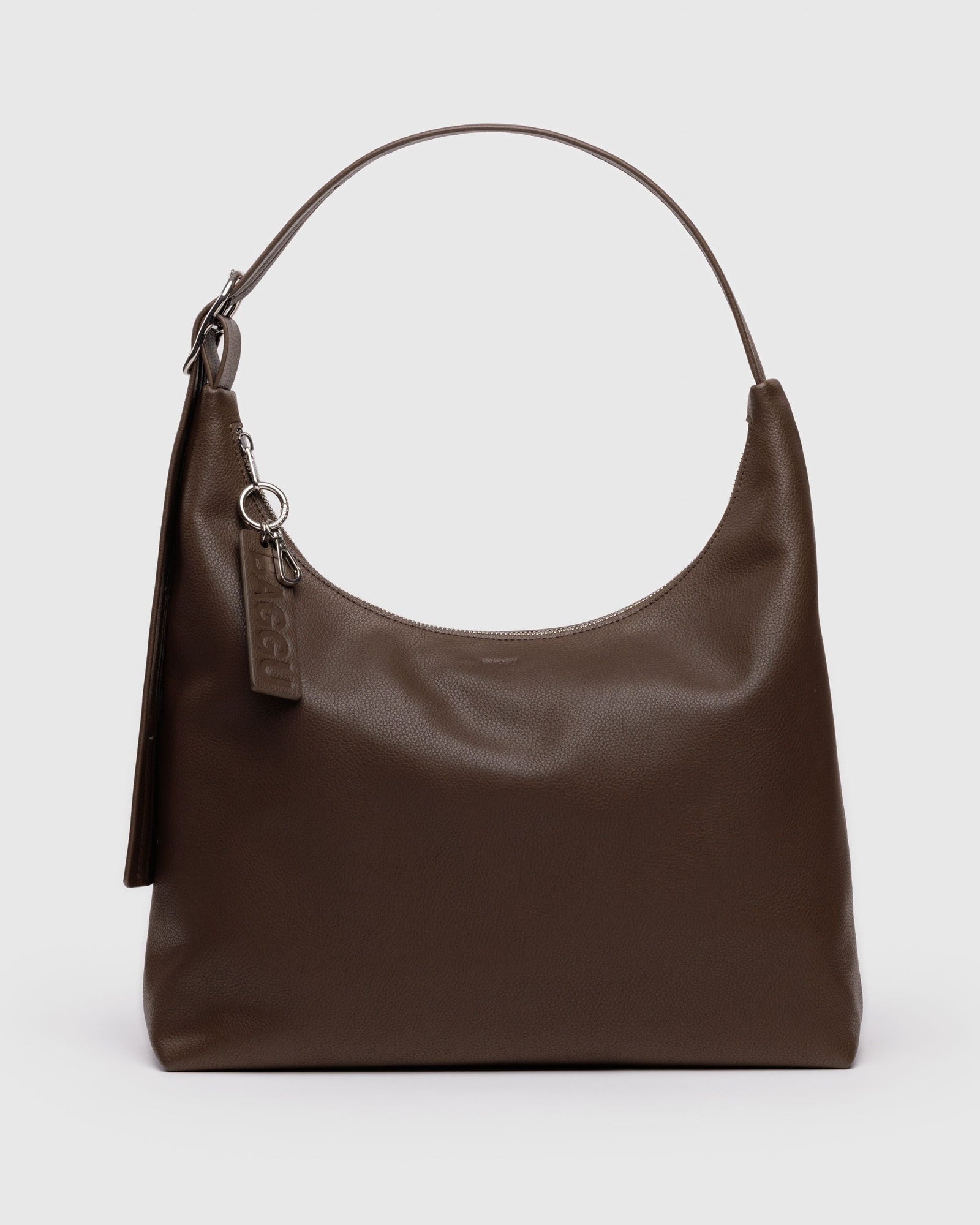 Recycled Leather Shoulder Bag - Brown - Simple Hold