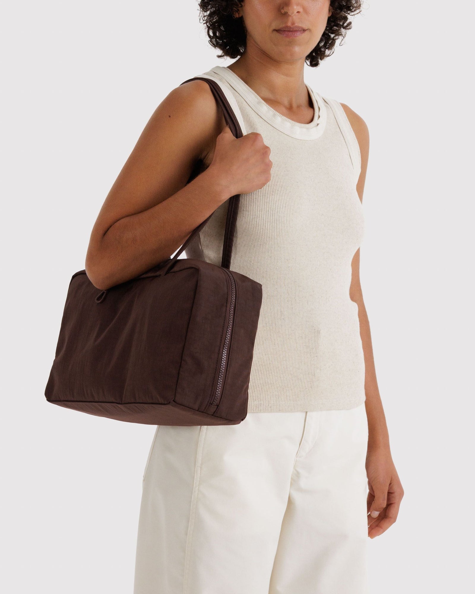 Medium Nylon Bowler Bag - Coffee - Home Hold