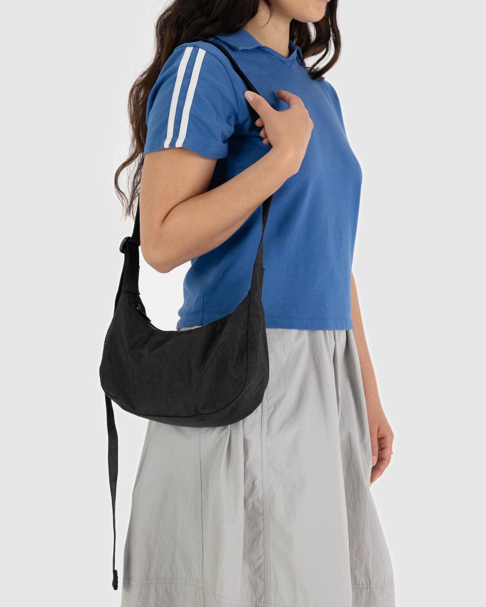 Small Nylon Crescent Bag - Black - Warm Blend