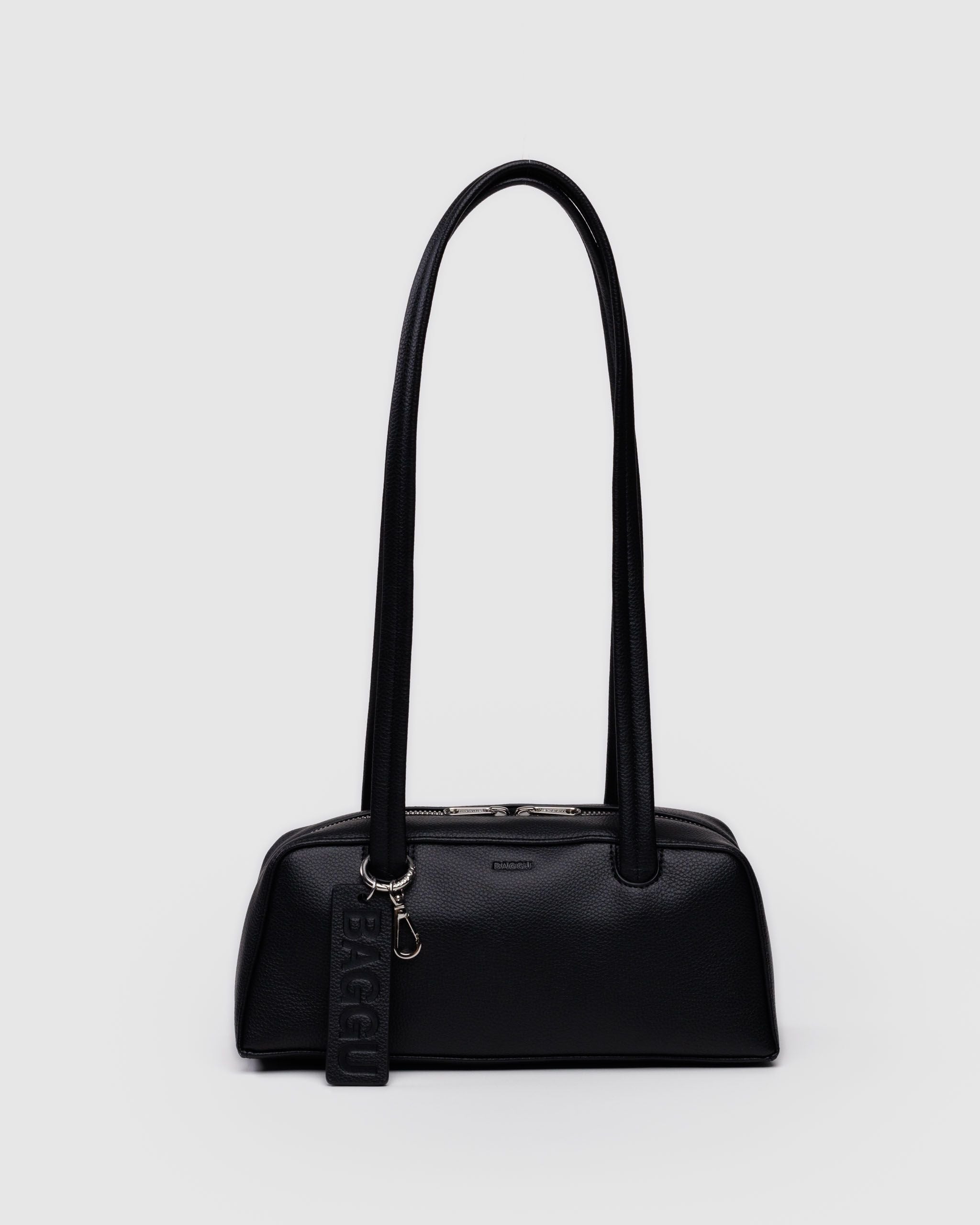 Small Recycled Leather Bowler Bag - Black - Home Glow