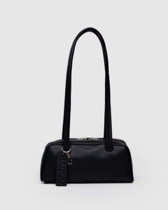 Small Recycled Leather Bowler Bag - Black - Home Glow