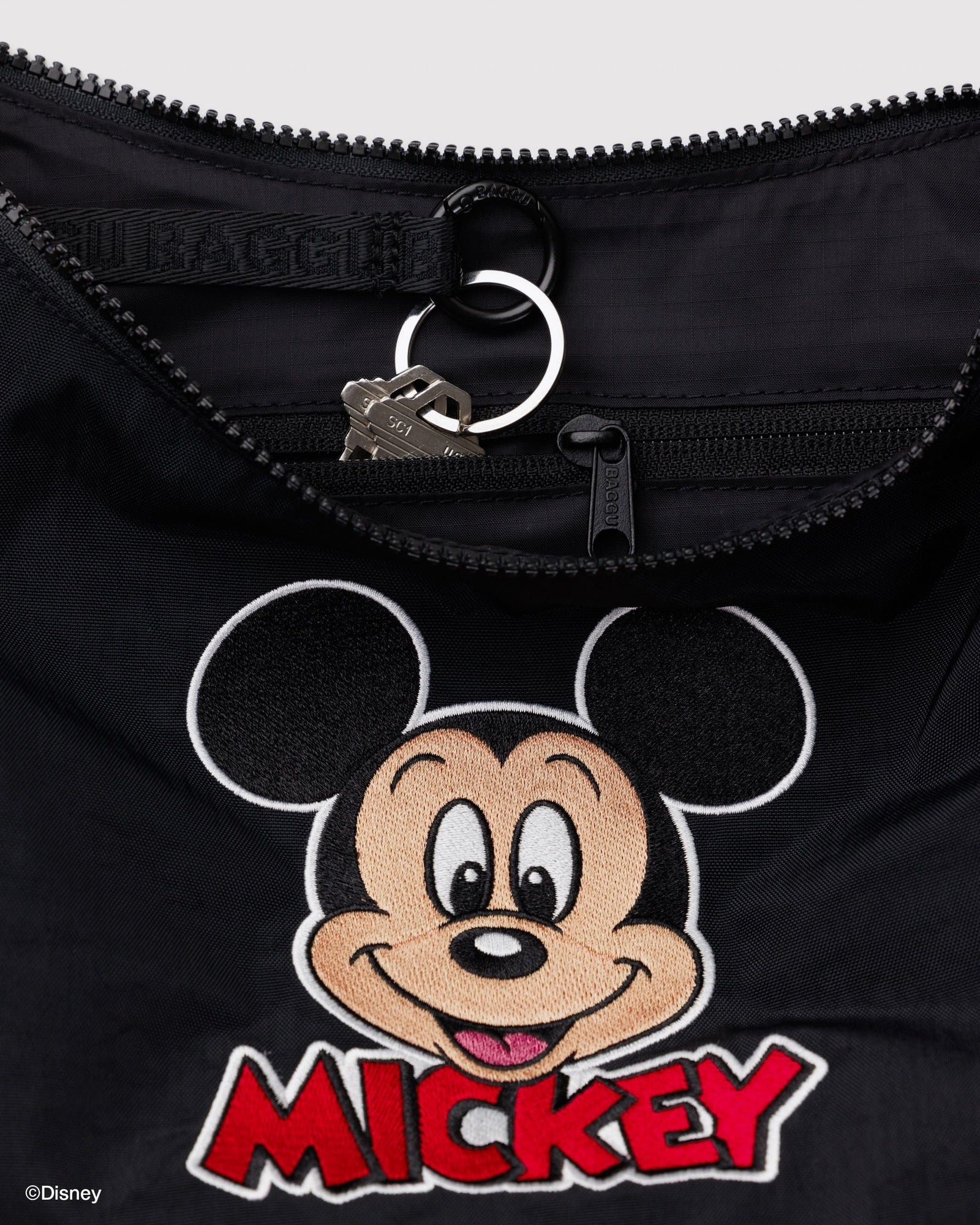 Medium Nylon Crescent Bag - Embroidered Mickey Mouse Club - Classic Notes