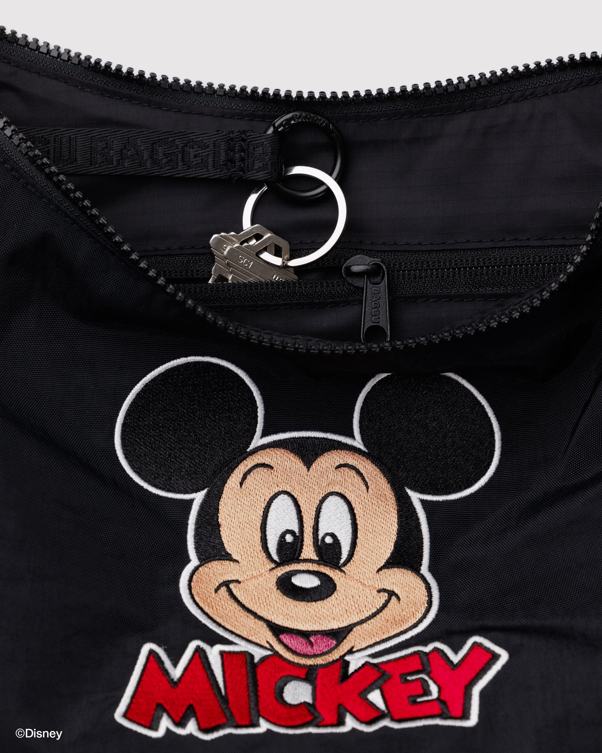 Medium Nylon Crescent Bag - Embroidered Mickey Mouse Club - Classic Notes