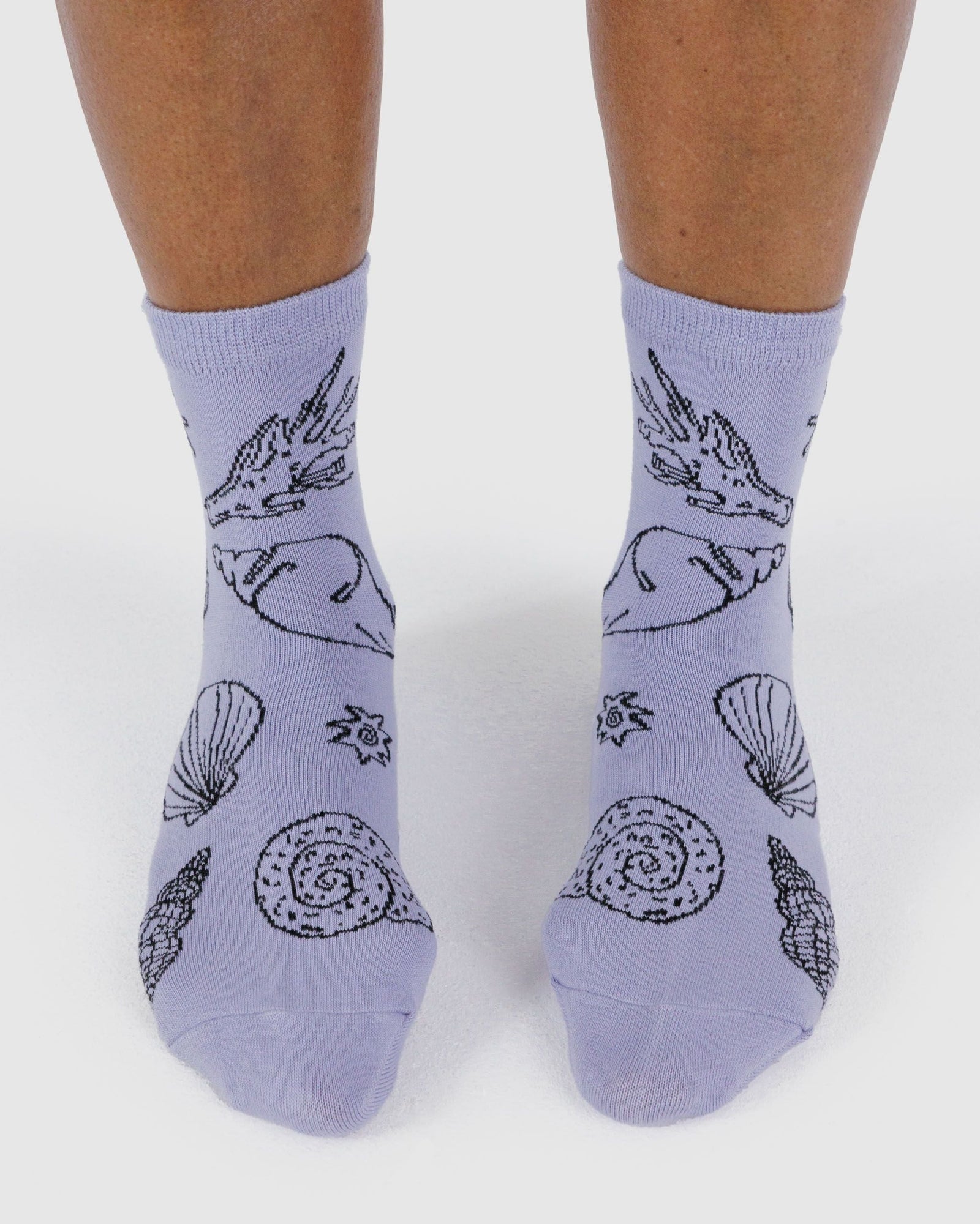 Crew Sock - Shells Light Blue - Travel Ready