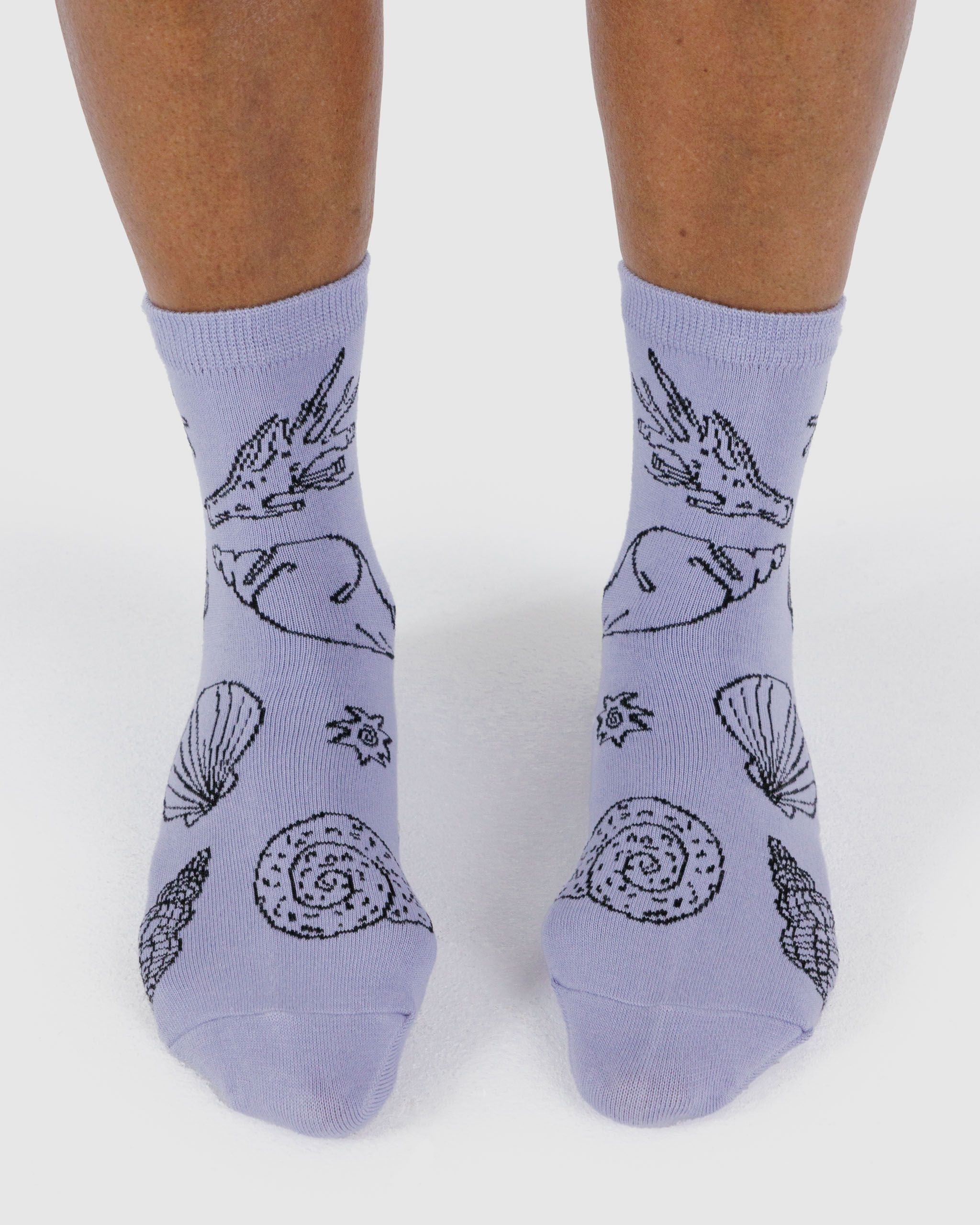 Crew Sock - Shells Light Blue - Travel Ready