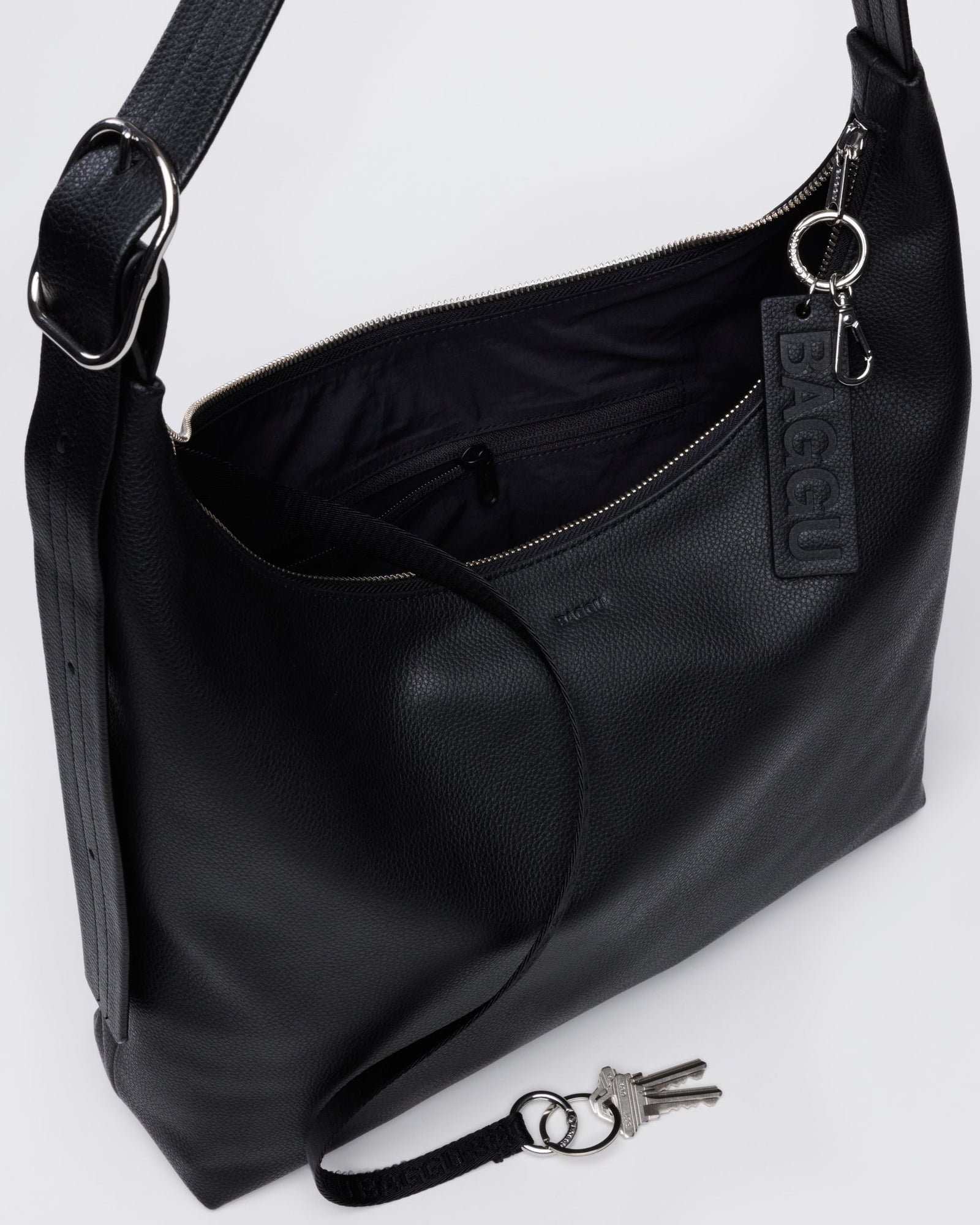 Recycled Leather Shoulder Bag - Black - Daily Carry