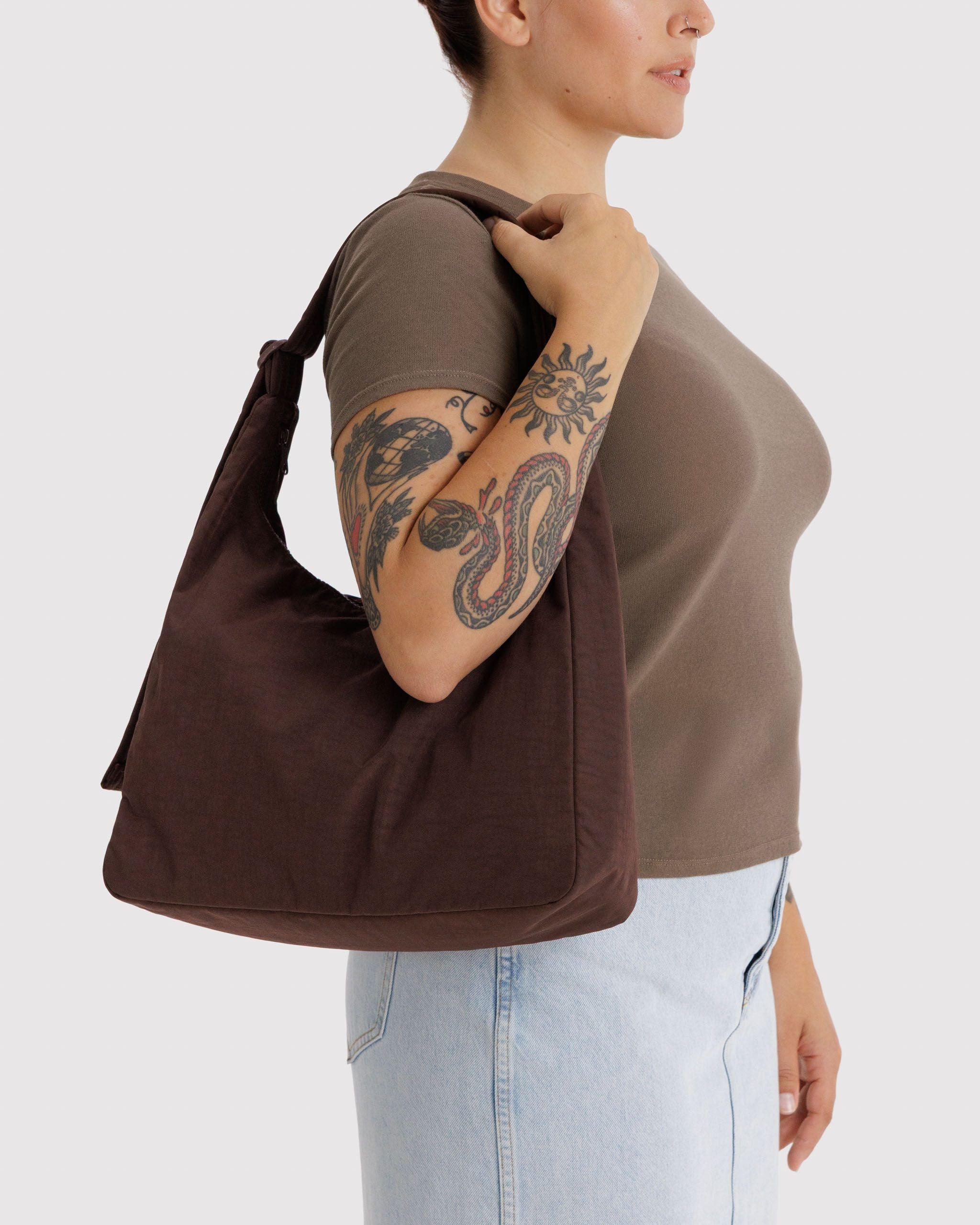 Nylon Shoulder Bag - Coffee - Easy Store