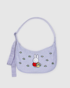 Medium Nylon Crescent Bag - Embroidered Miffy - Gentle Mist