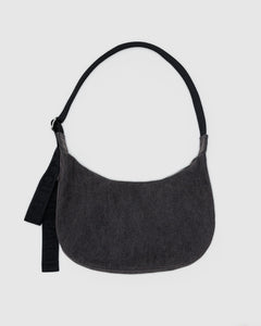 Medium Denim Crescent Bag - Washed Black Denim - Easy Spritz