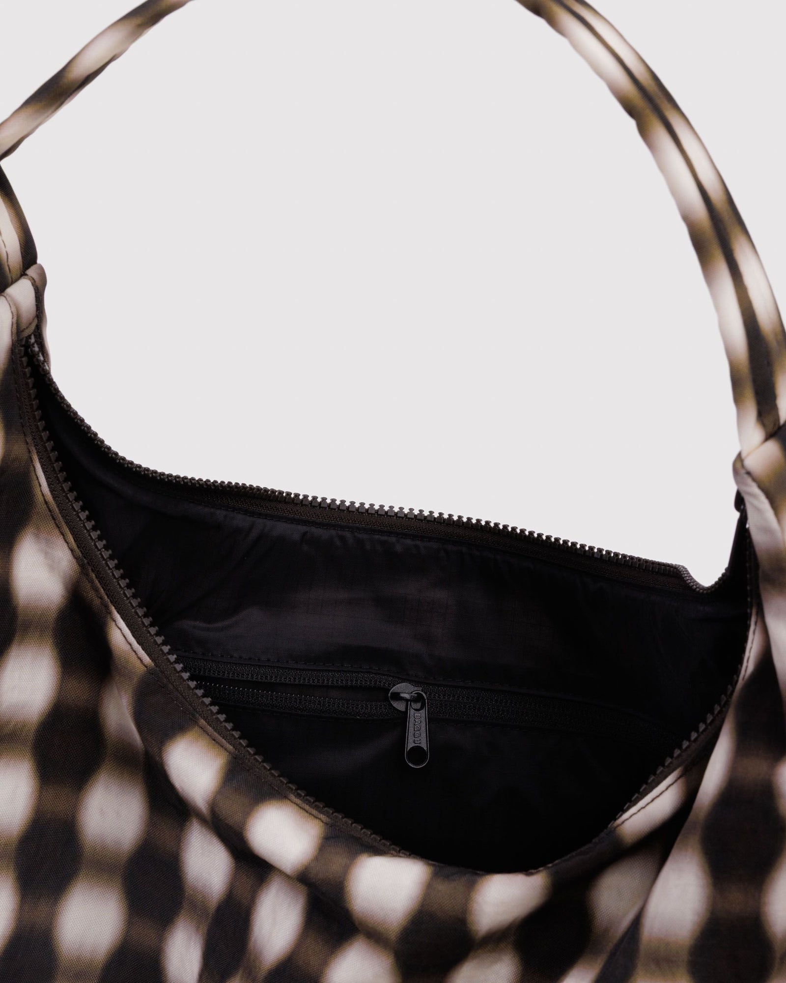 Nylon Shoulder Bag - Blurred Gingham Brown - Easy Store