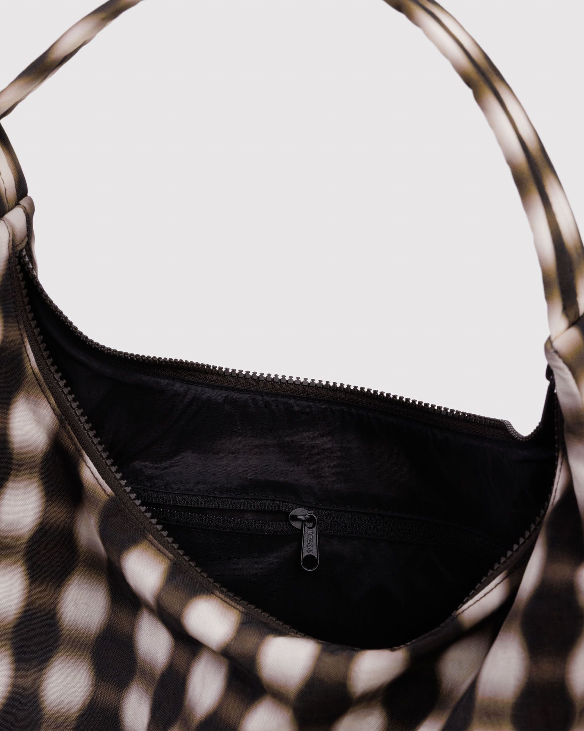 Nylon Shoulder Bag - Blurred Gingham Brown - Easy Store