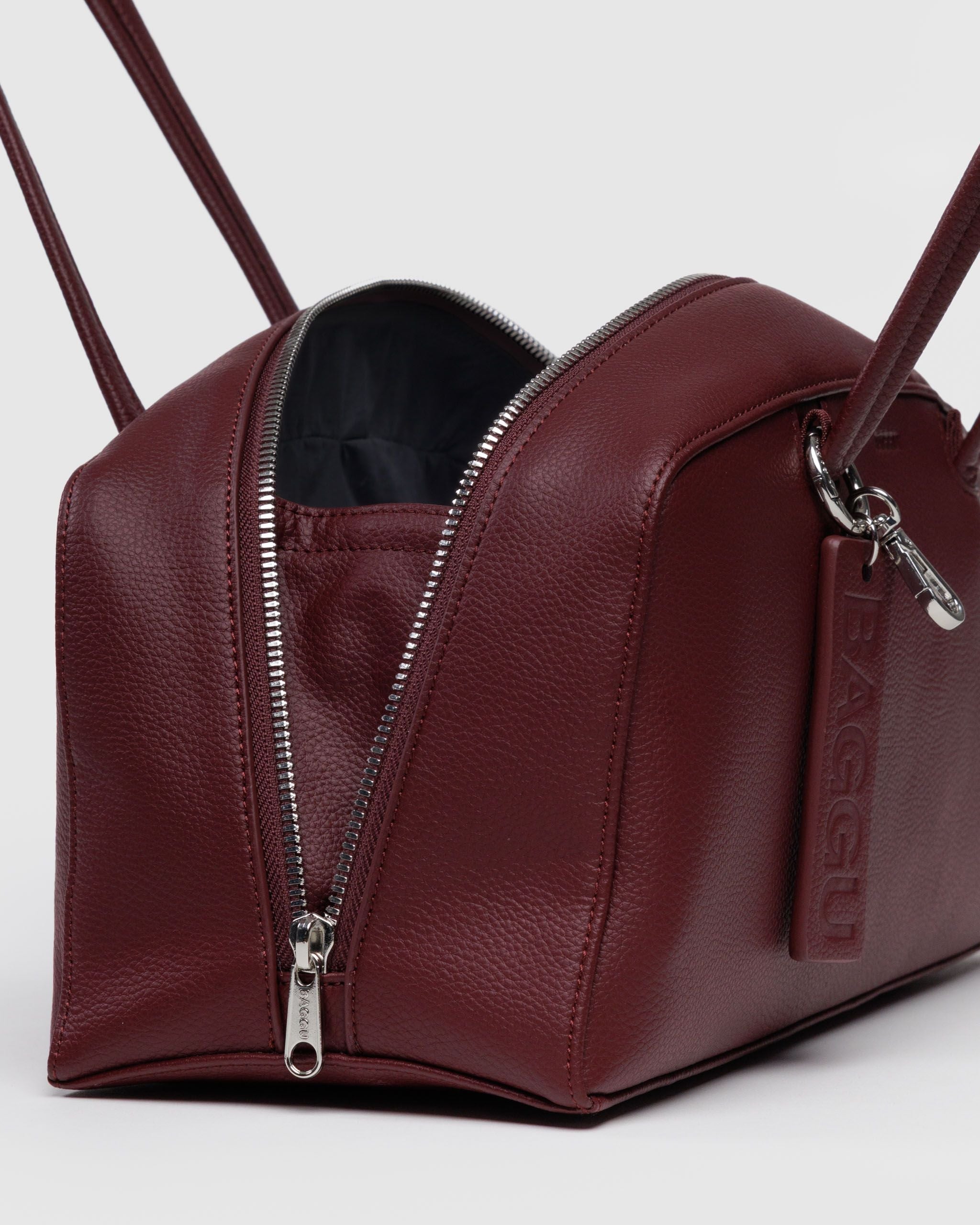 Recycled Leather Bowler Bag - Mahogany - Quick Grab
