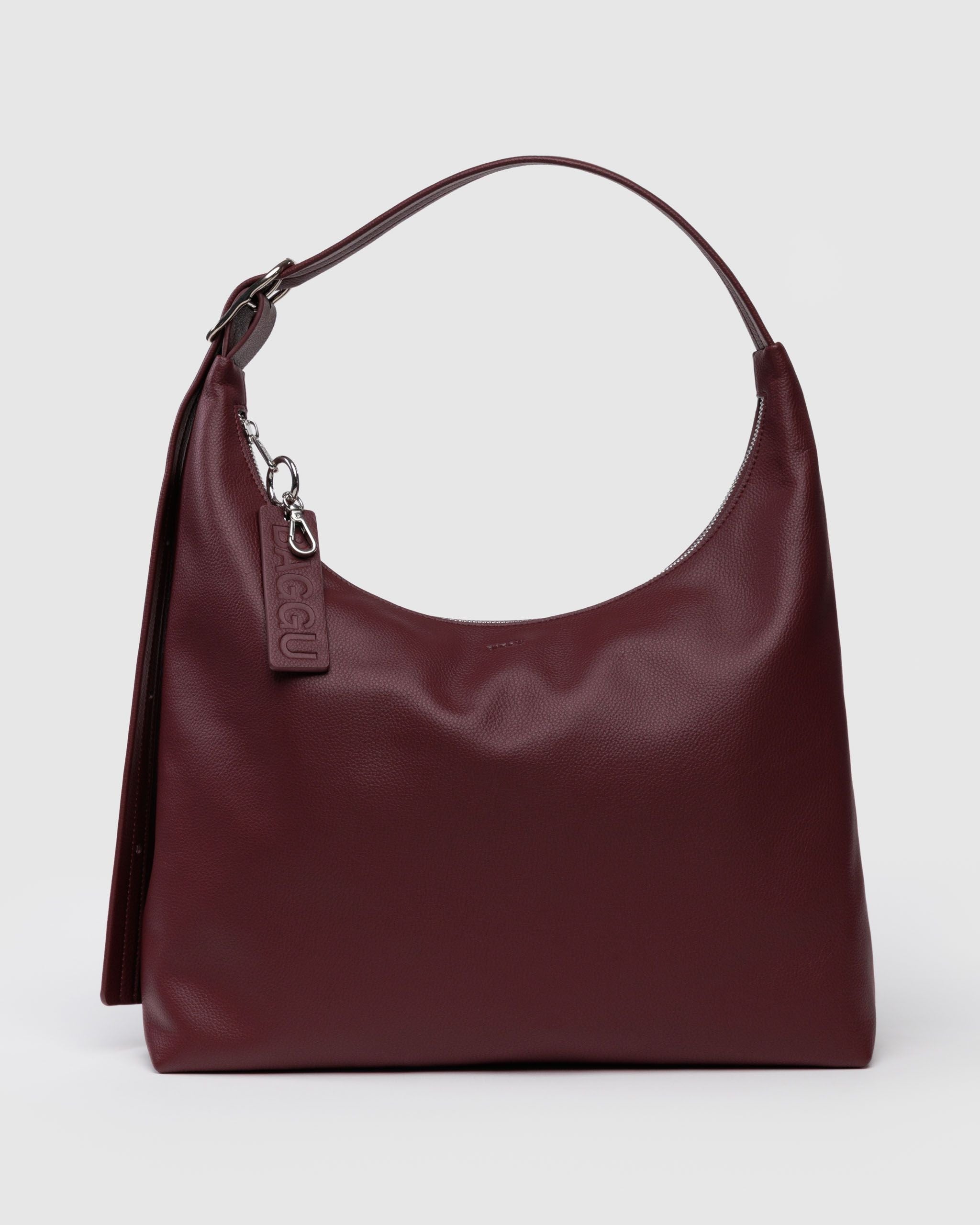 Recycled Leather Shoulder Bag - Mahogany - Travel Ready