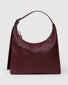 Recycled Leather Shoulder Bag - Mahogany - Travel Ready