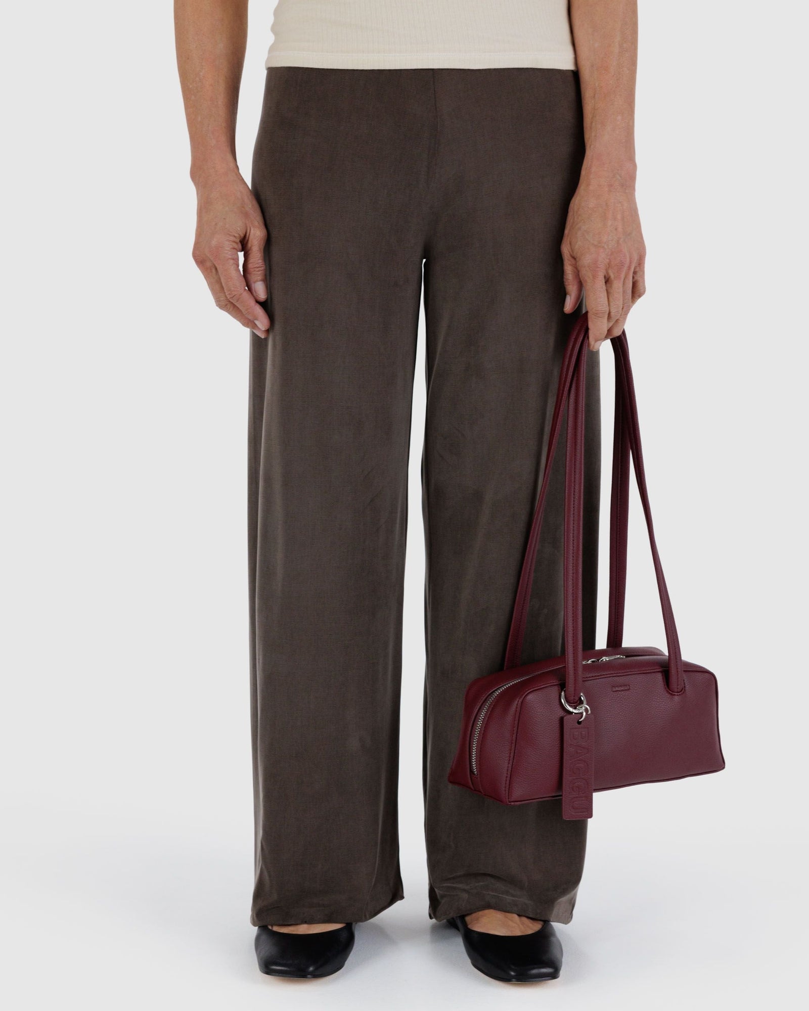 Small Recycled Leather Bowler Bag - Mahogany - Cozy Glow