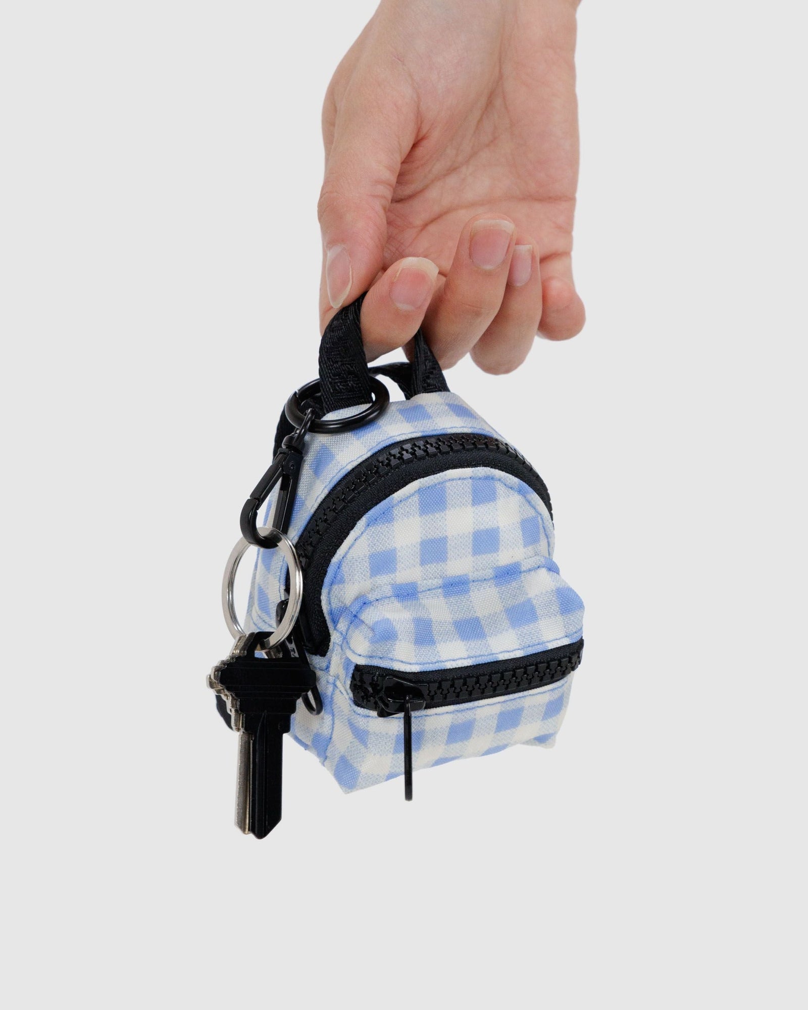 Backpack Charm - Light Blue Gingham - Light Storage