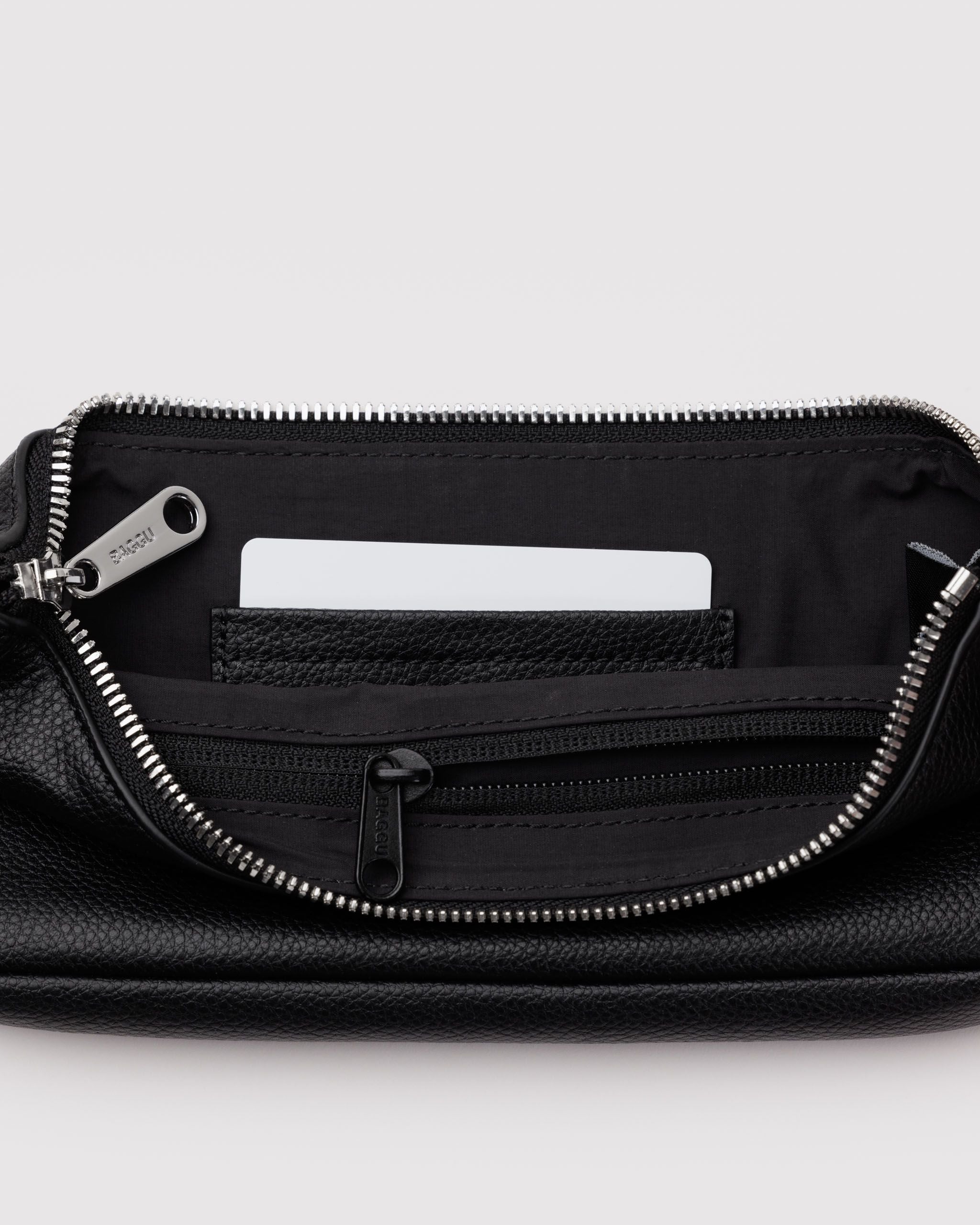 Recycled Leather Pochette - Black - Quick Grab