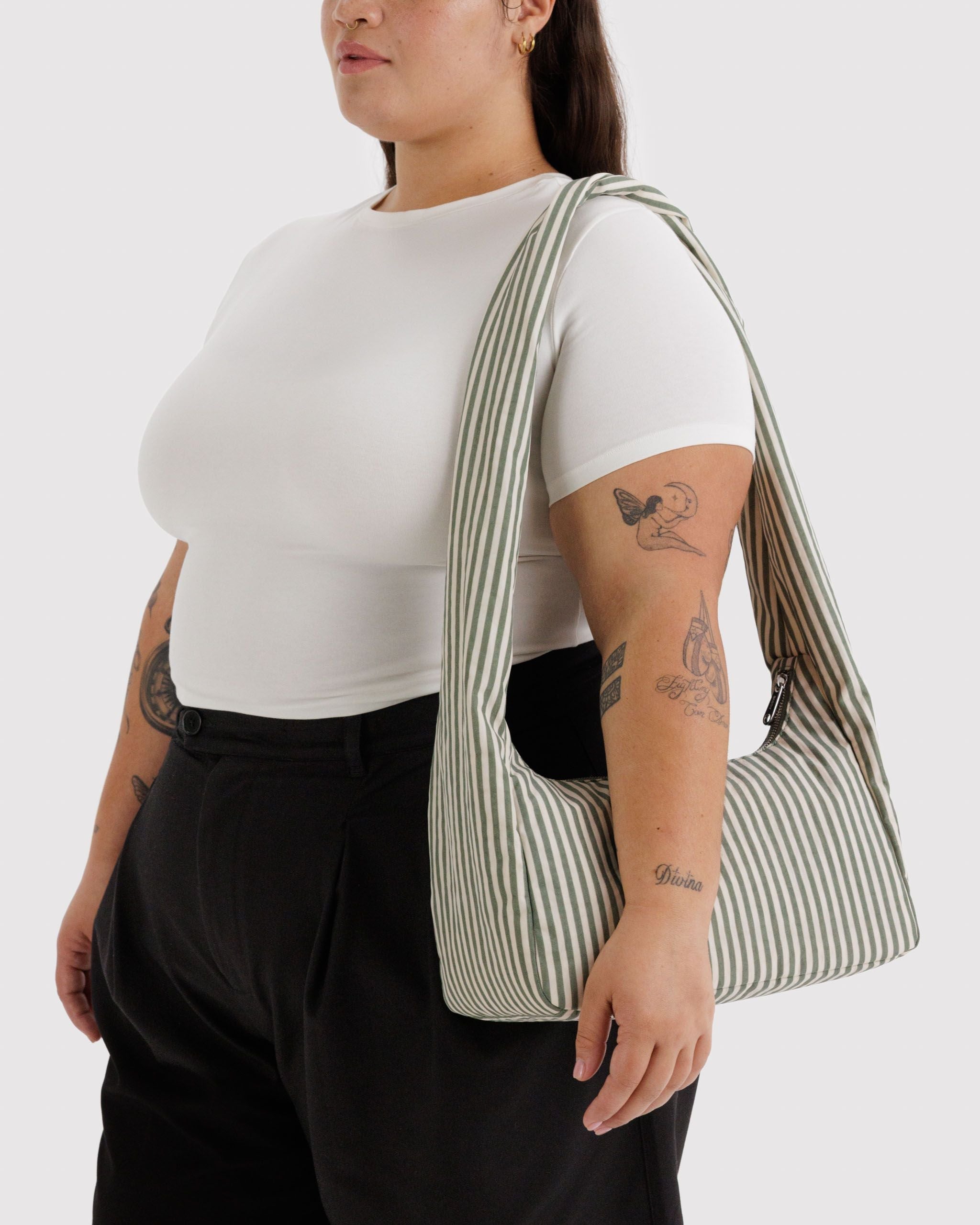 Nylon Meringue Bag - Sage Stripe - Simple Hold