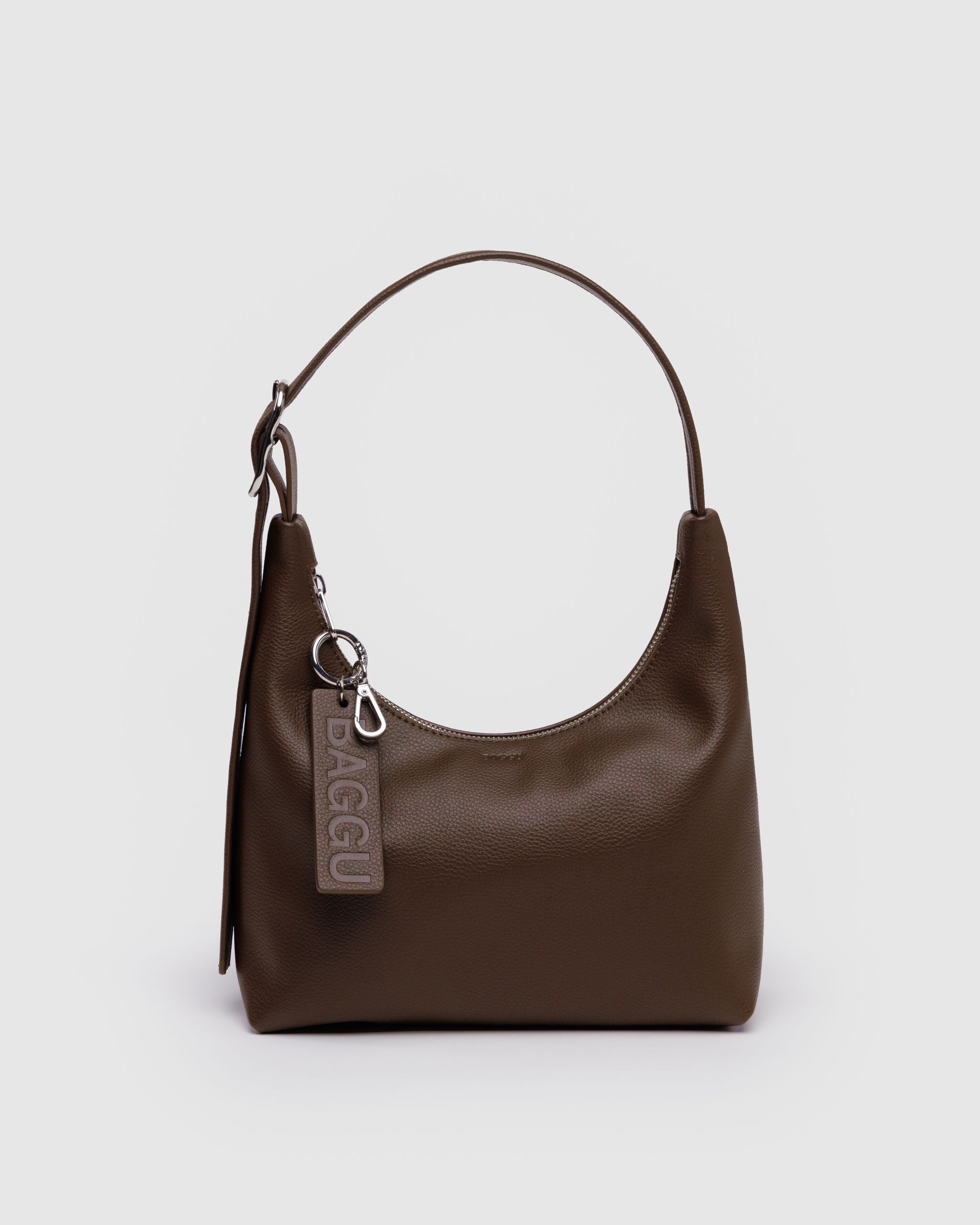 Mini Recycled Leather Shoulder Bag - Brown - Simple Hold