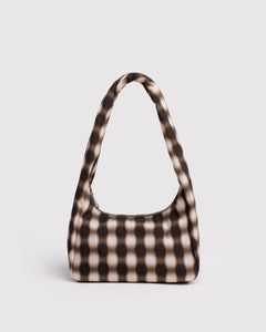 Small Nylon Meringue Bag - Blurred Gingham Brown - Travel Ready