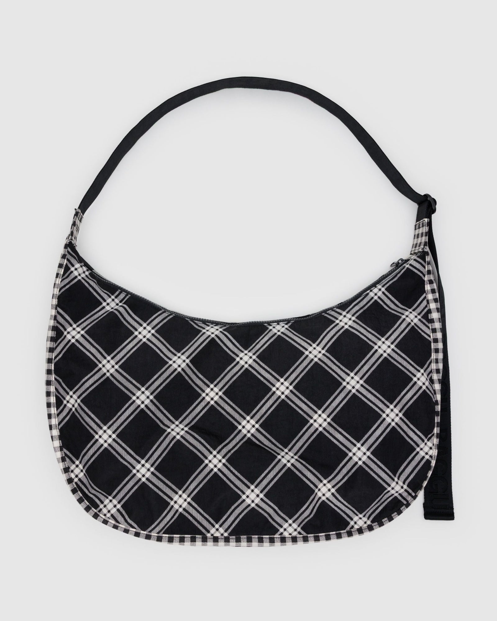 Large Nylon Crescent Bag - Mixed Plaid - Cozy Glow