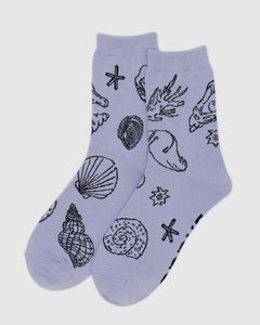 Crew Sock - Shells Light Blue - Travel Ready