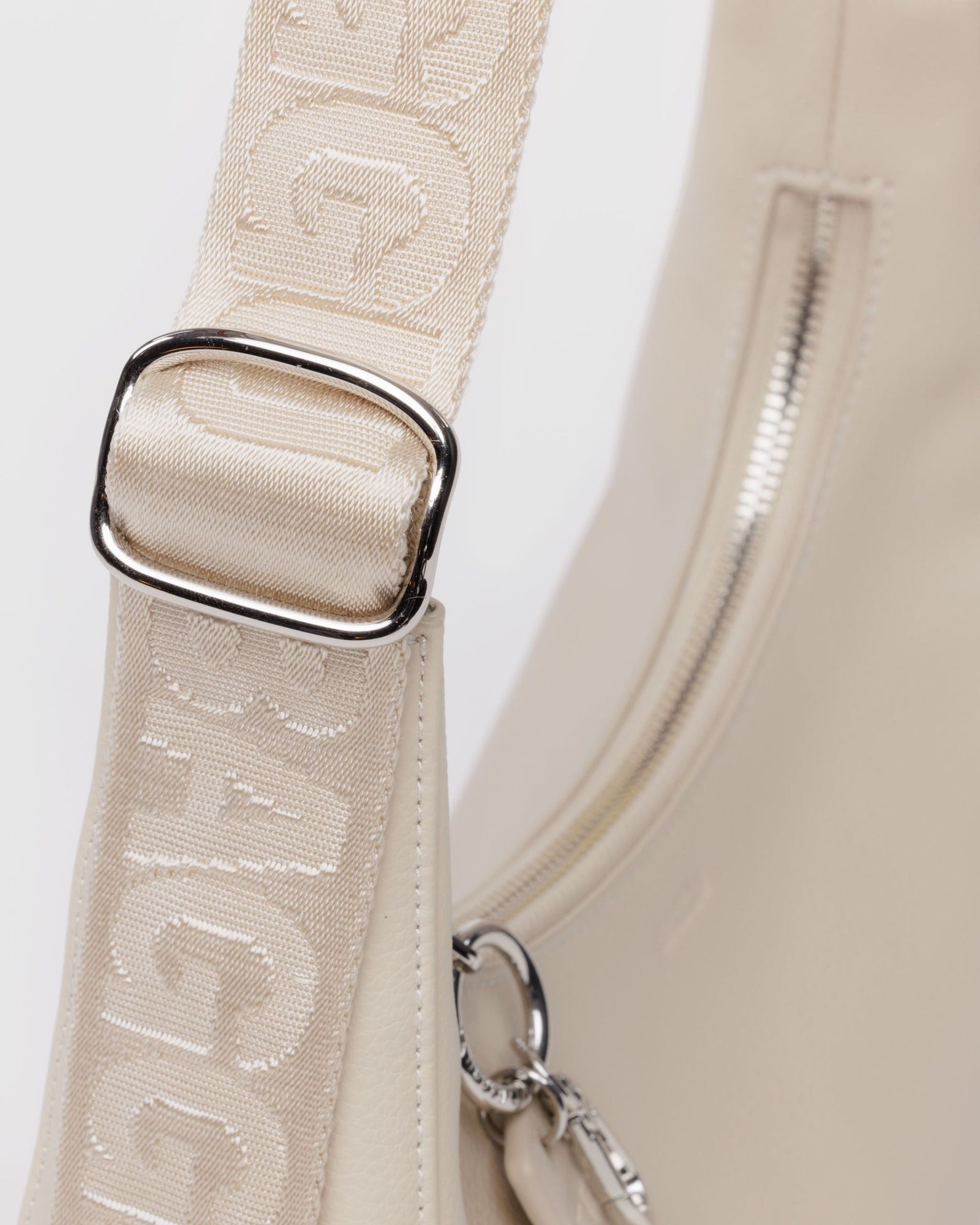 Small Recycled Leather Crescent Bag - Stone - Home Glow