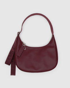 Medium Recycled Leather Crescent Bag - Mahogany - Cozy Glow