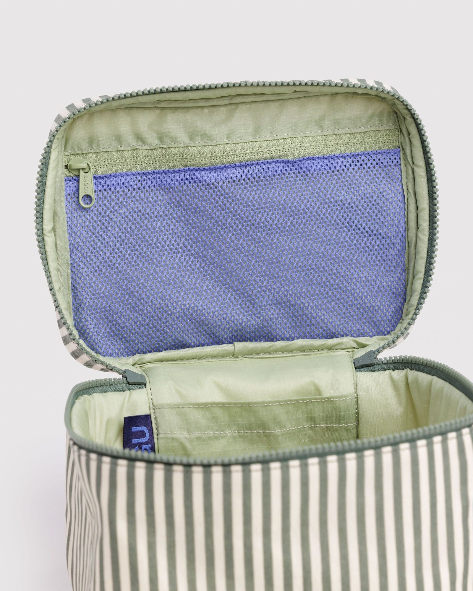 Large Cosmetic Case - Sage Stripe - Simple Hold