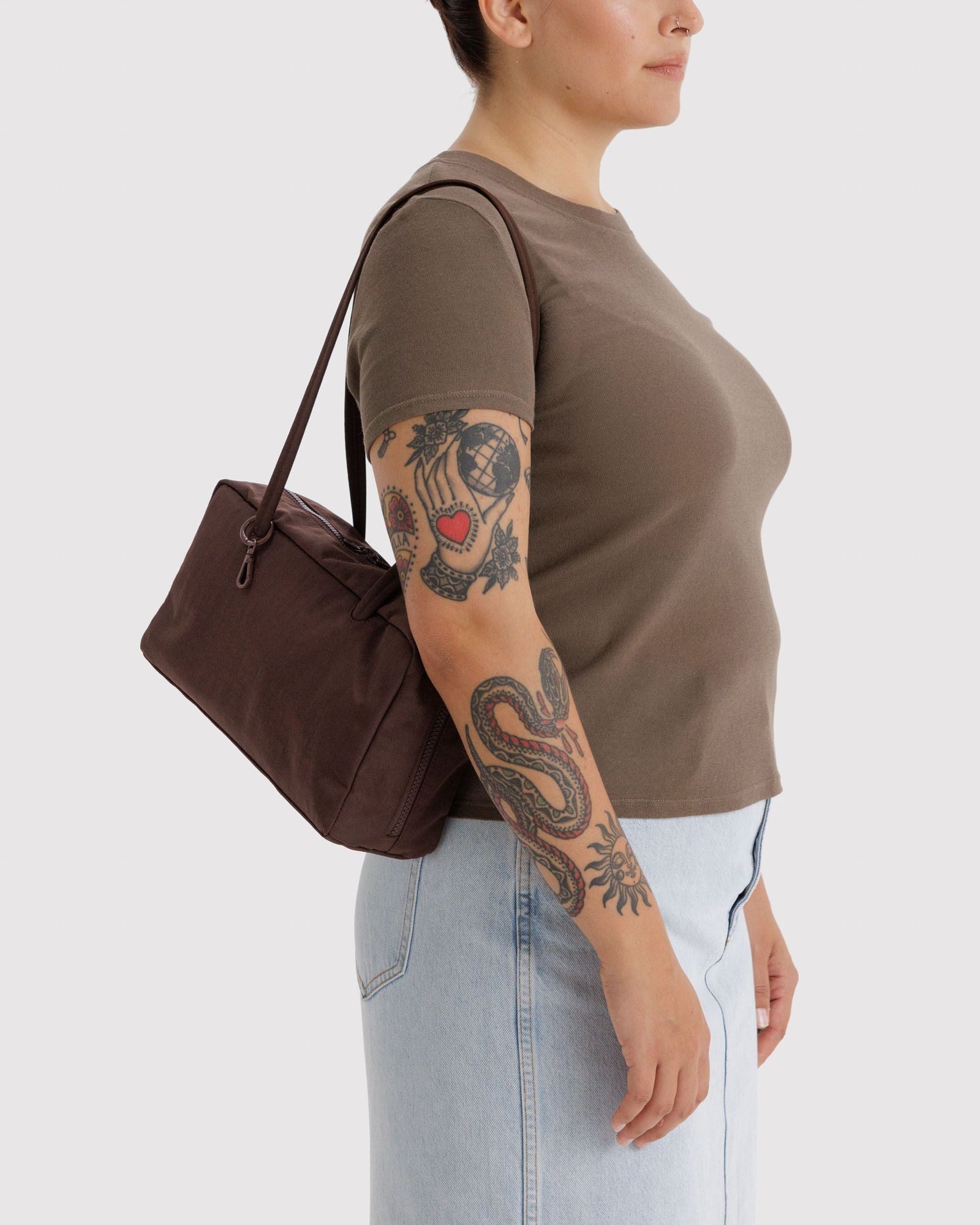 Nylon Bowler Bag - Coffee - Easy Stow