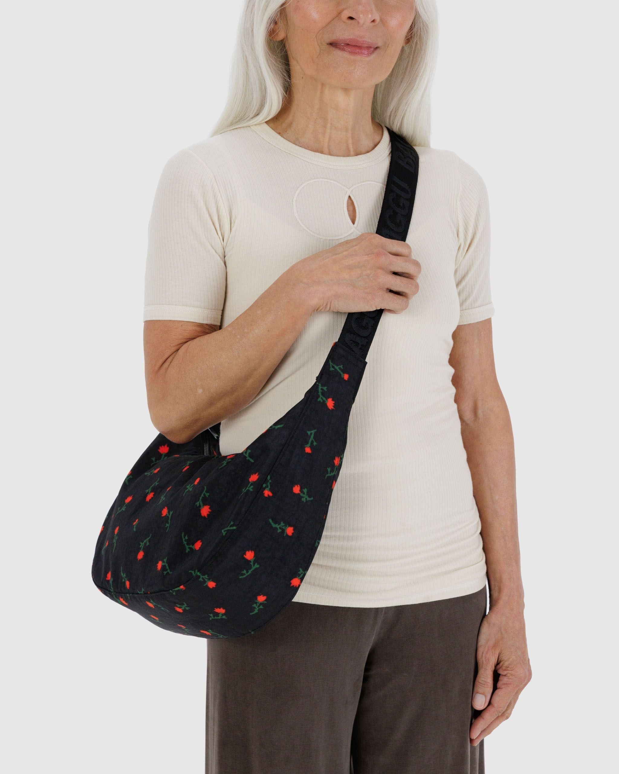 Medium Nylon Crescent Bag - Painted Wildflower - Fresh Notes