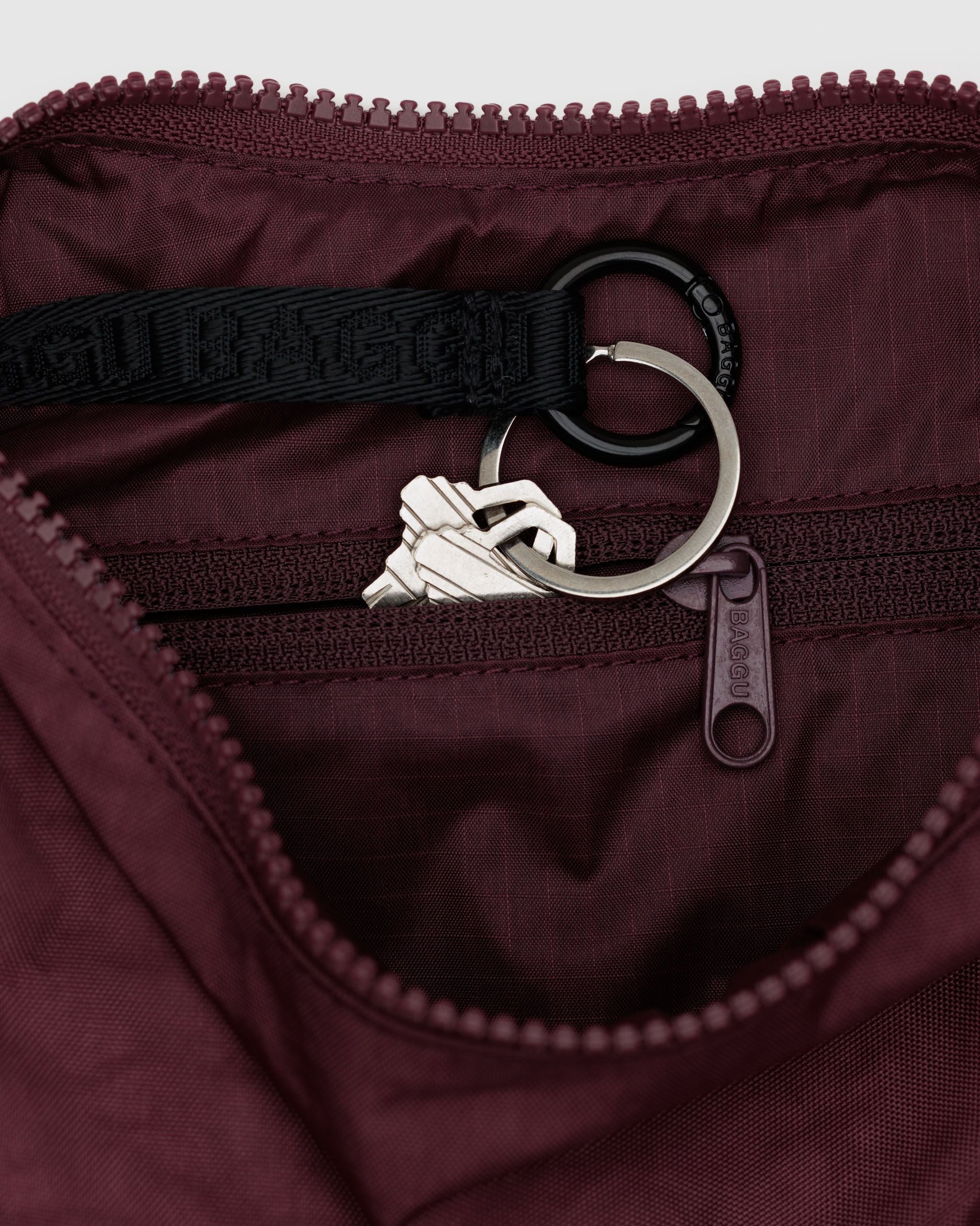 Small Nylon Crescent Bag - Mahogany - Soft Glow