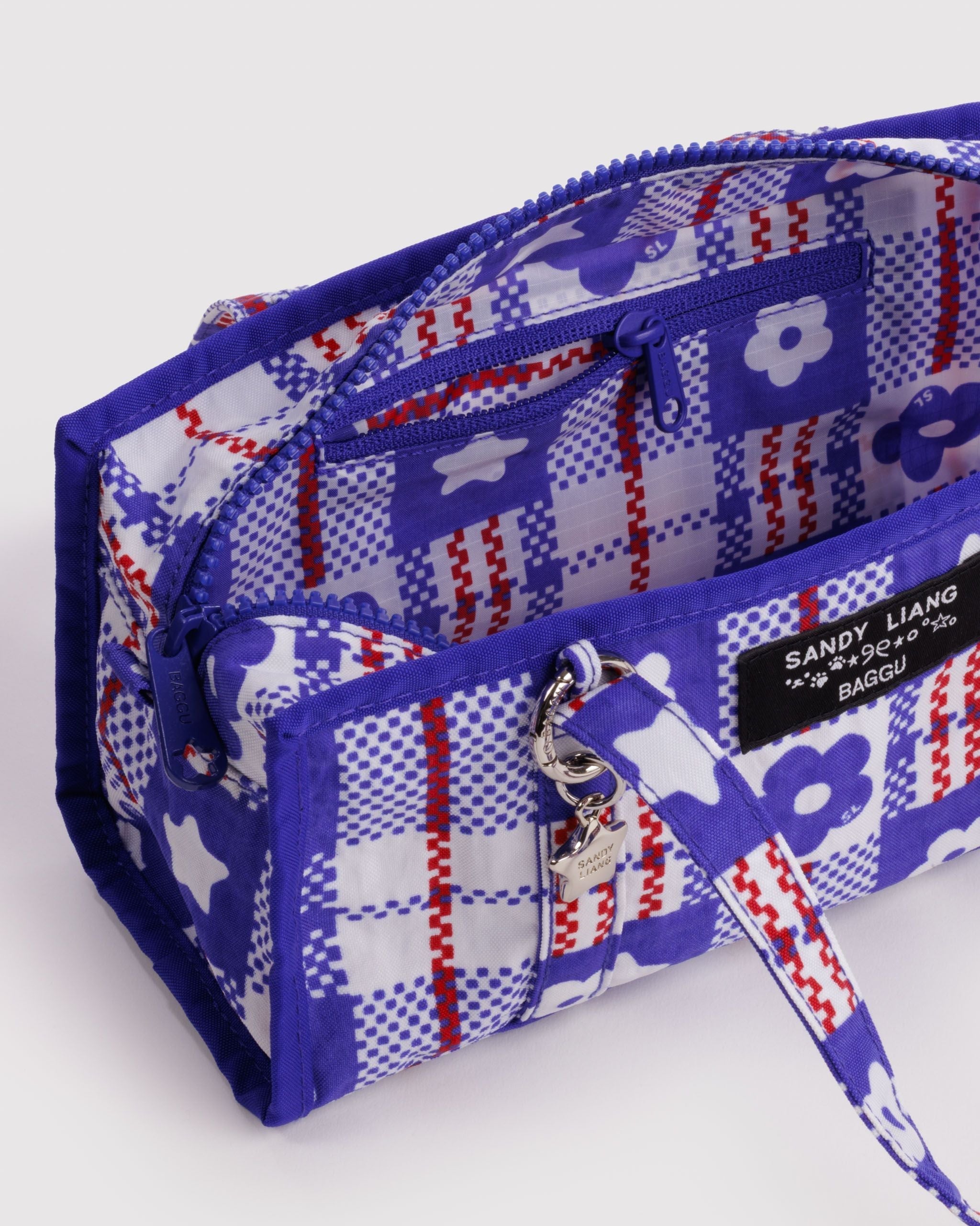 Mini Nylon Market Bag - Market Plaid Blue - Light Storage