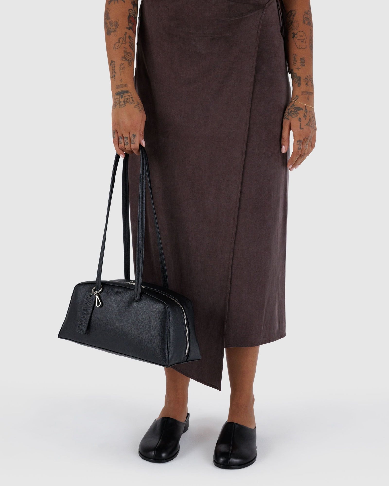 Recycled Leather Bowler Bag - Black - Daily Pack