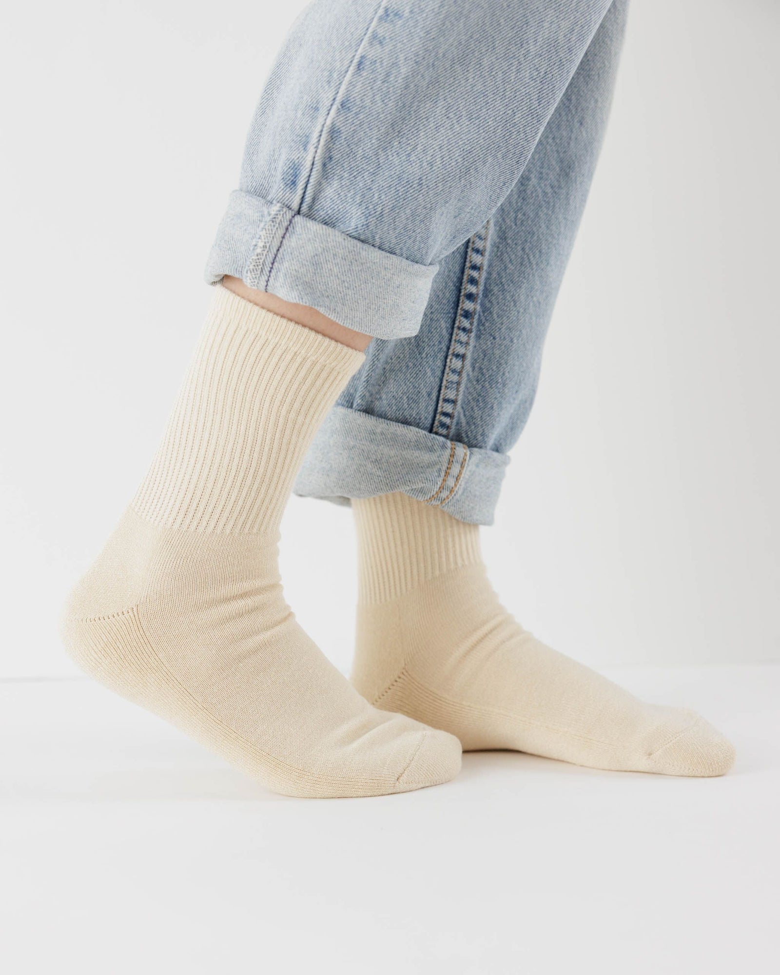 Ribbed Sock - Ecru - Daily Pack