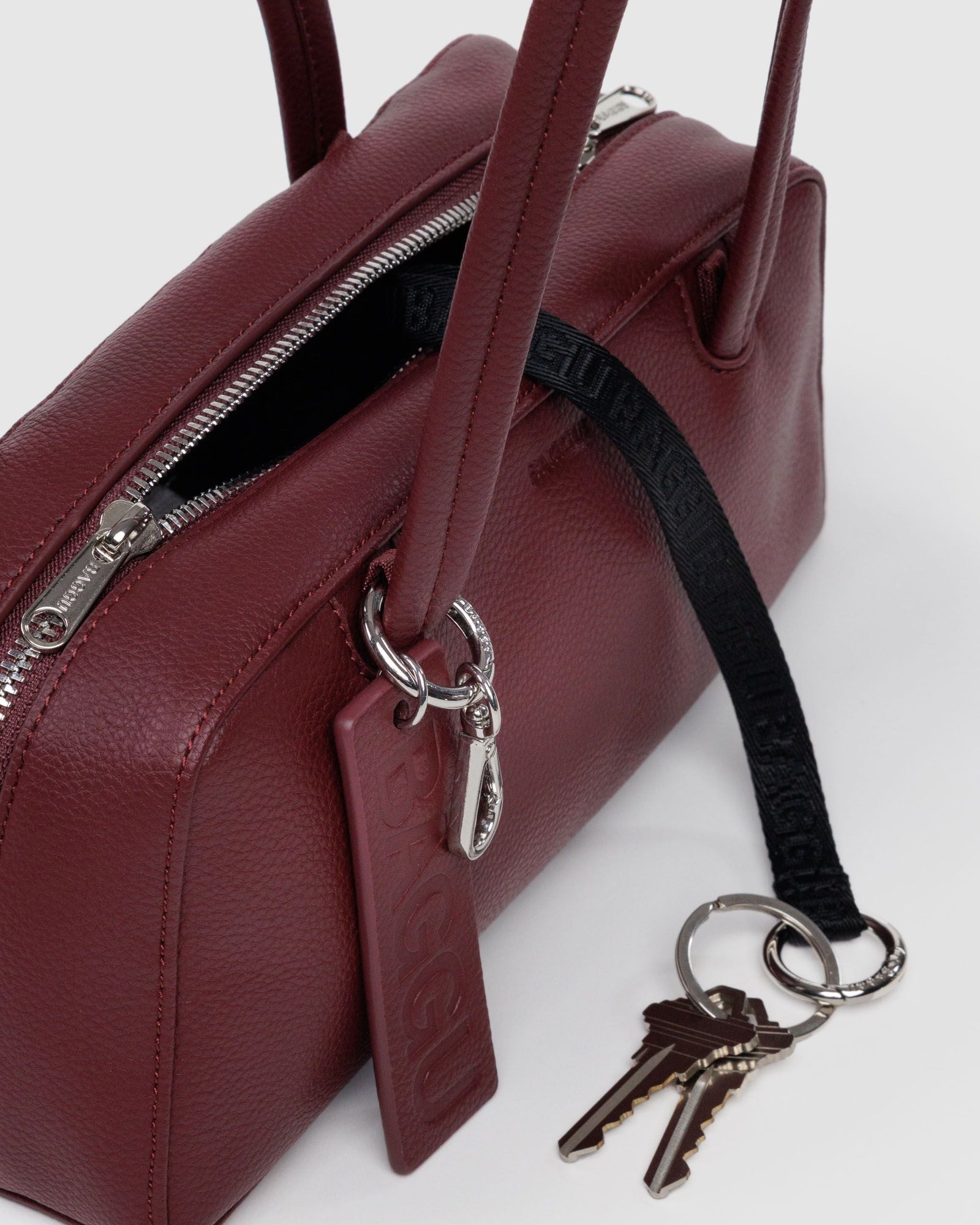 Small Recycled Leather Bowler Bag - Mahogany - Cozy Glow