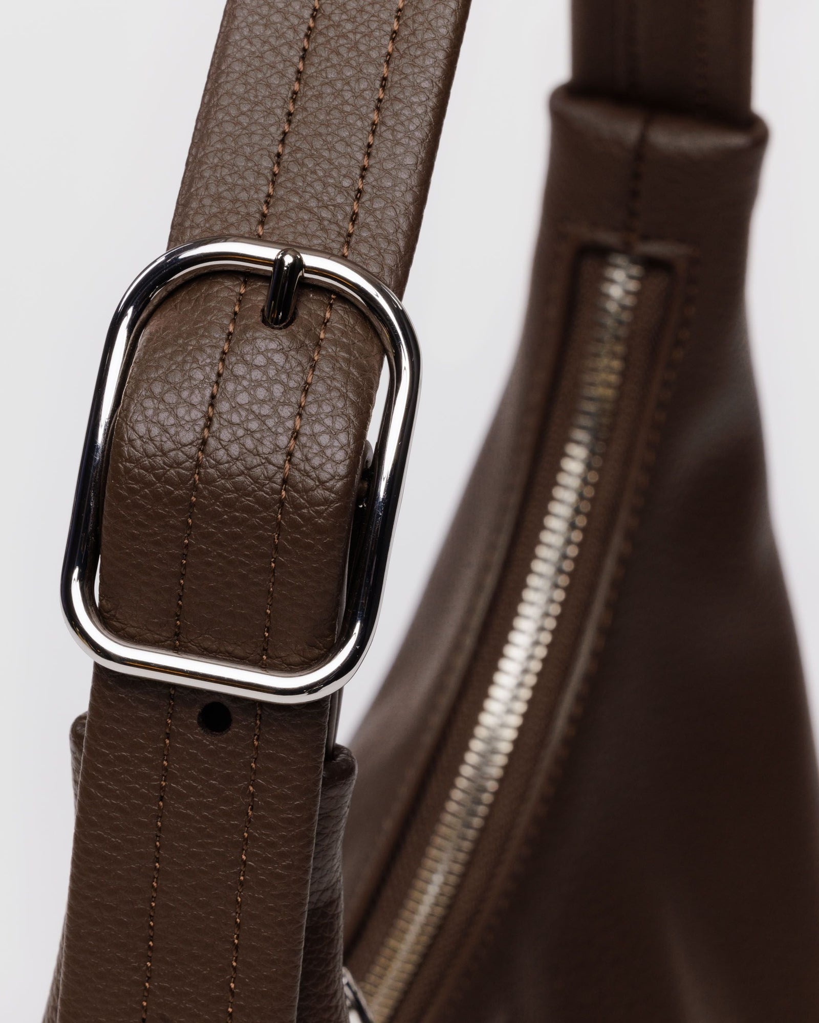 Mini Recycled Leather Shoulder Bag - Brown - Quick Grab