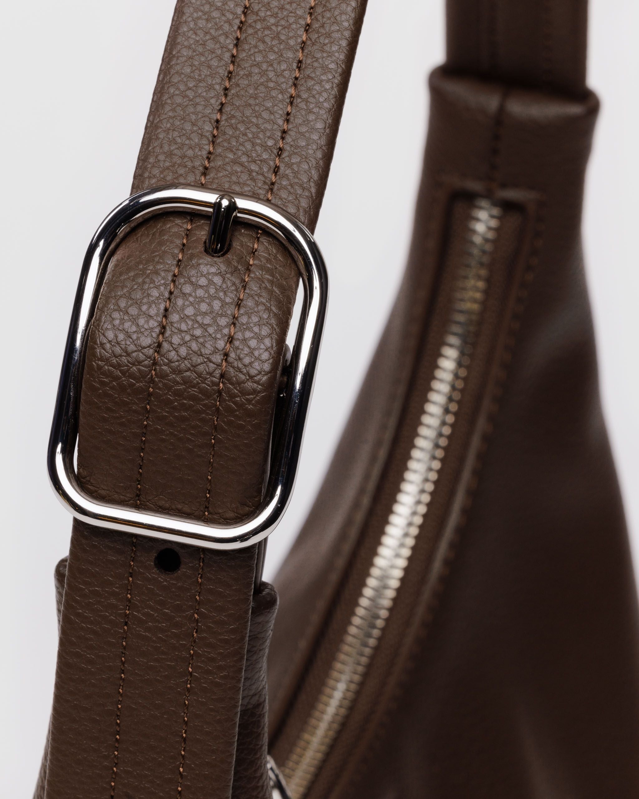 Mini Recycled Leather Shoulder Bag - Brown - Quick Grab