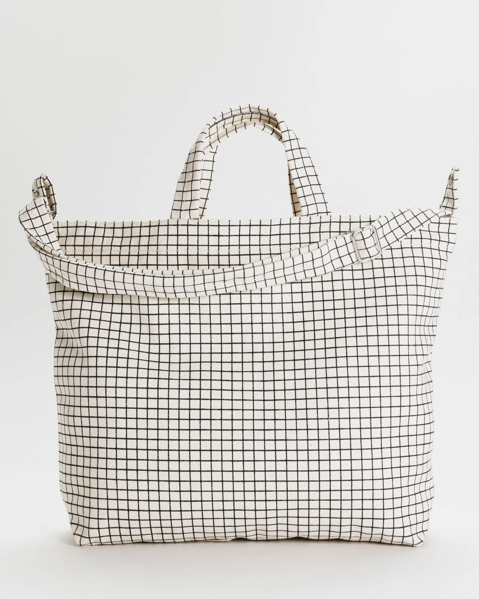 Horizontal Zip Duck Bag - Natural Grid - Home Hold