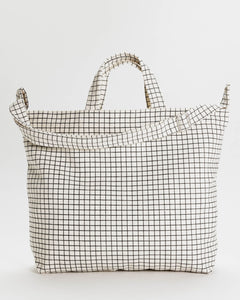Horizontal Zip Duck Bag - Natural Grid - Home Hold