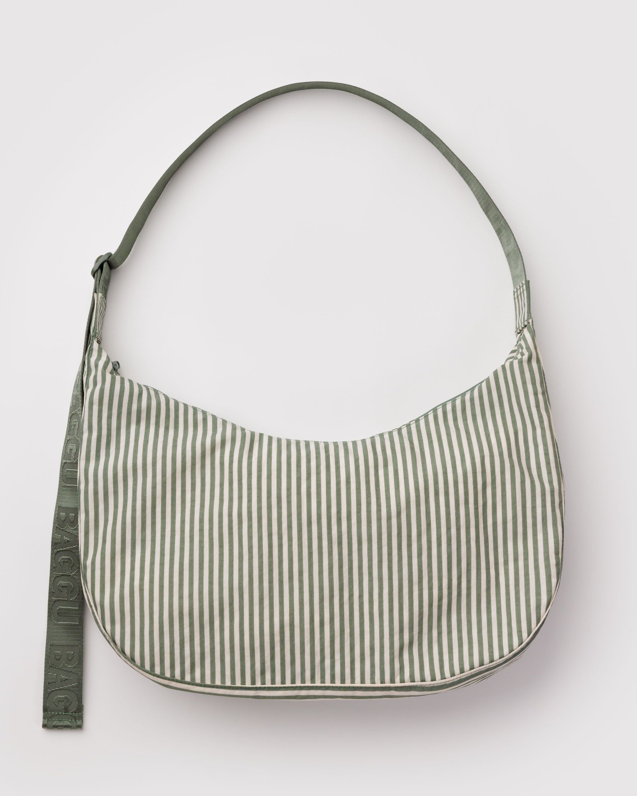 Large Nylon Crescent Bag - Sage Stripe - Classic Notes